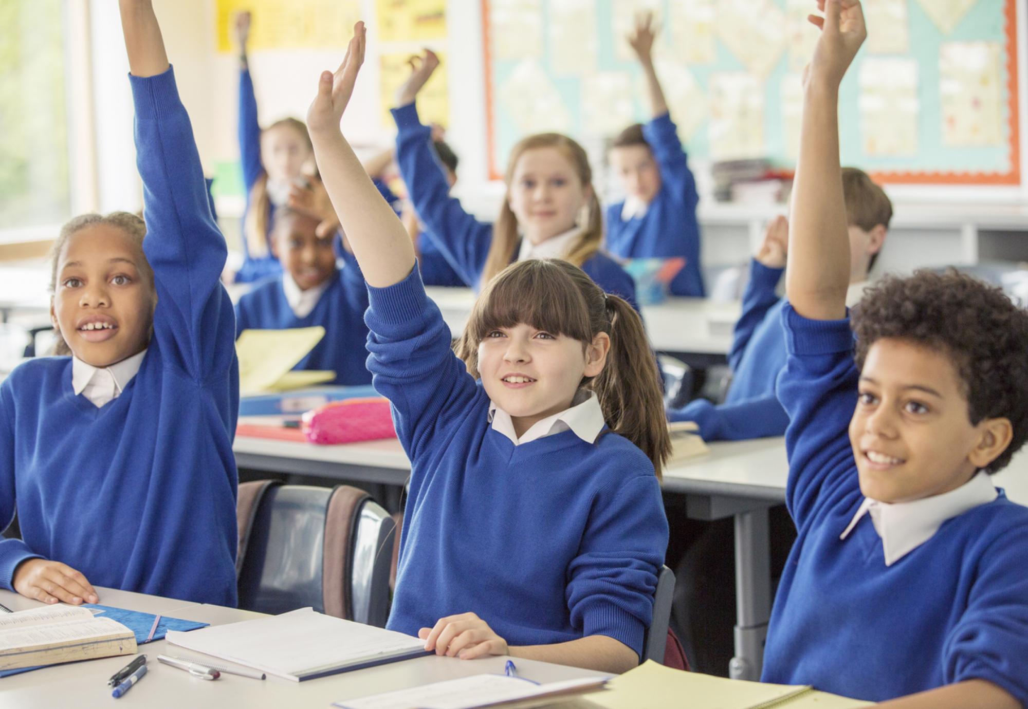 Primary school children in a classroom