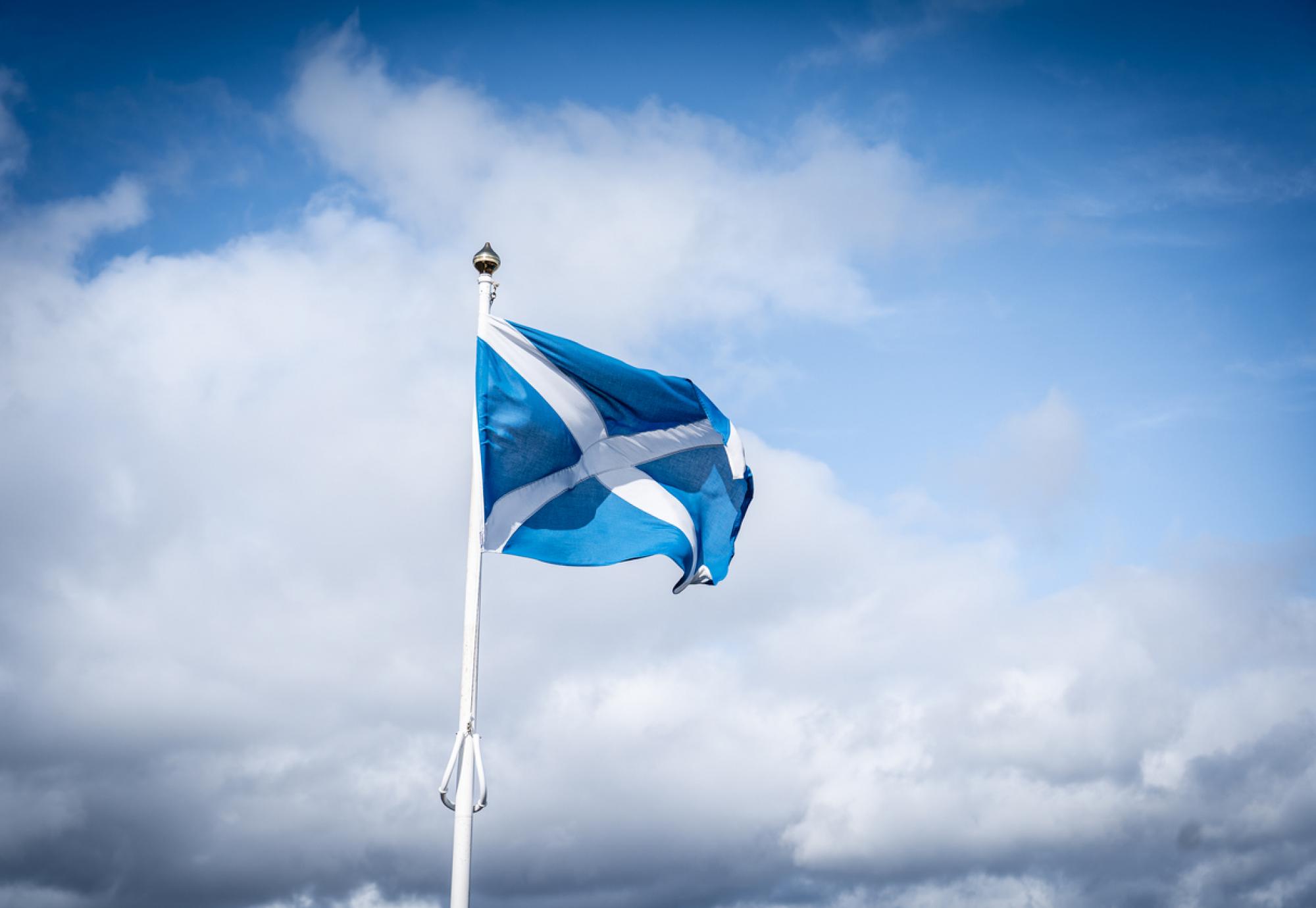 Scottish flag waving in the wind