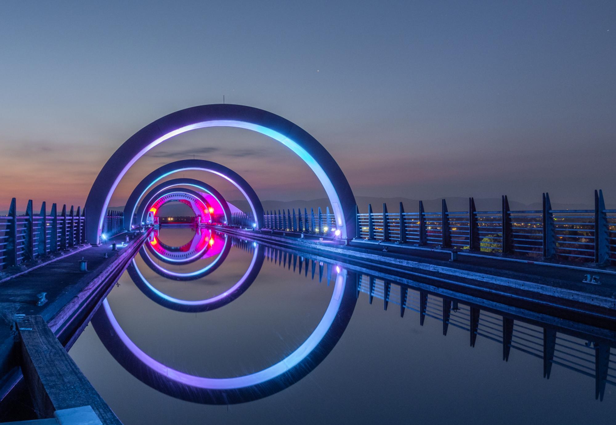 The canal leading to the top of the Falkirk Wheel