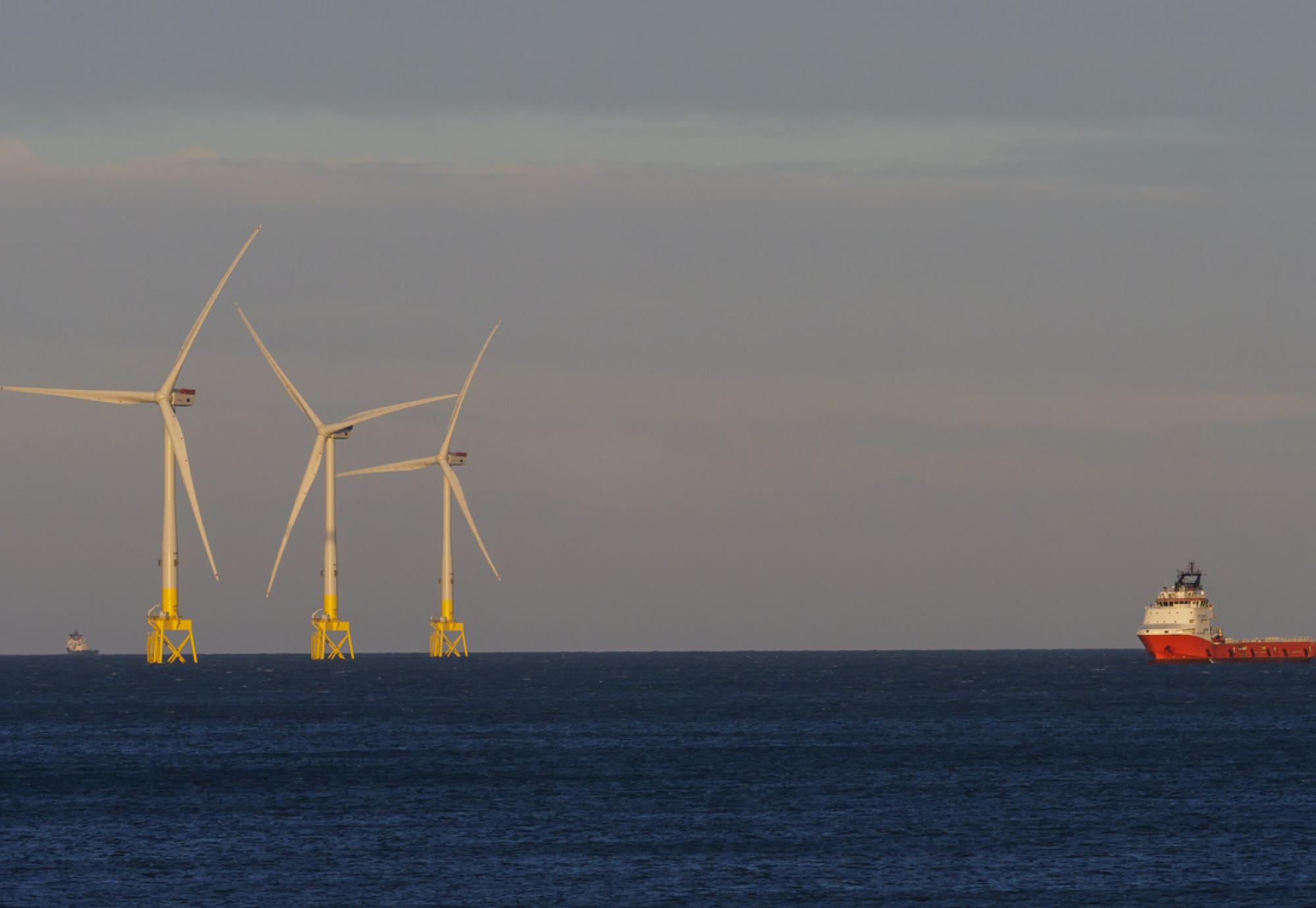 Offshore wind turbines in Aberdeen Bay, Scotland