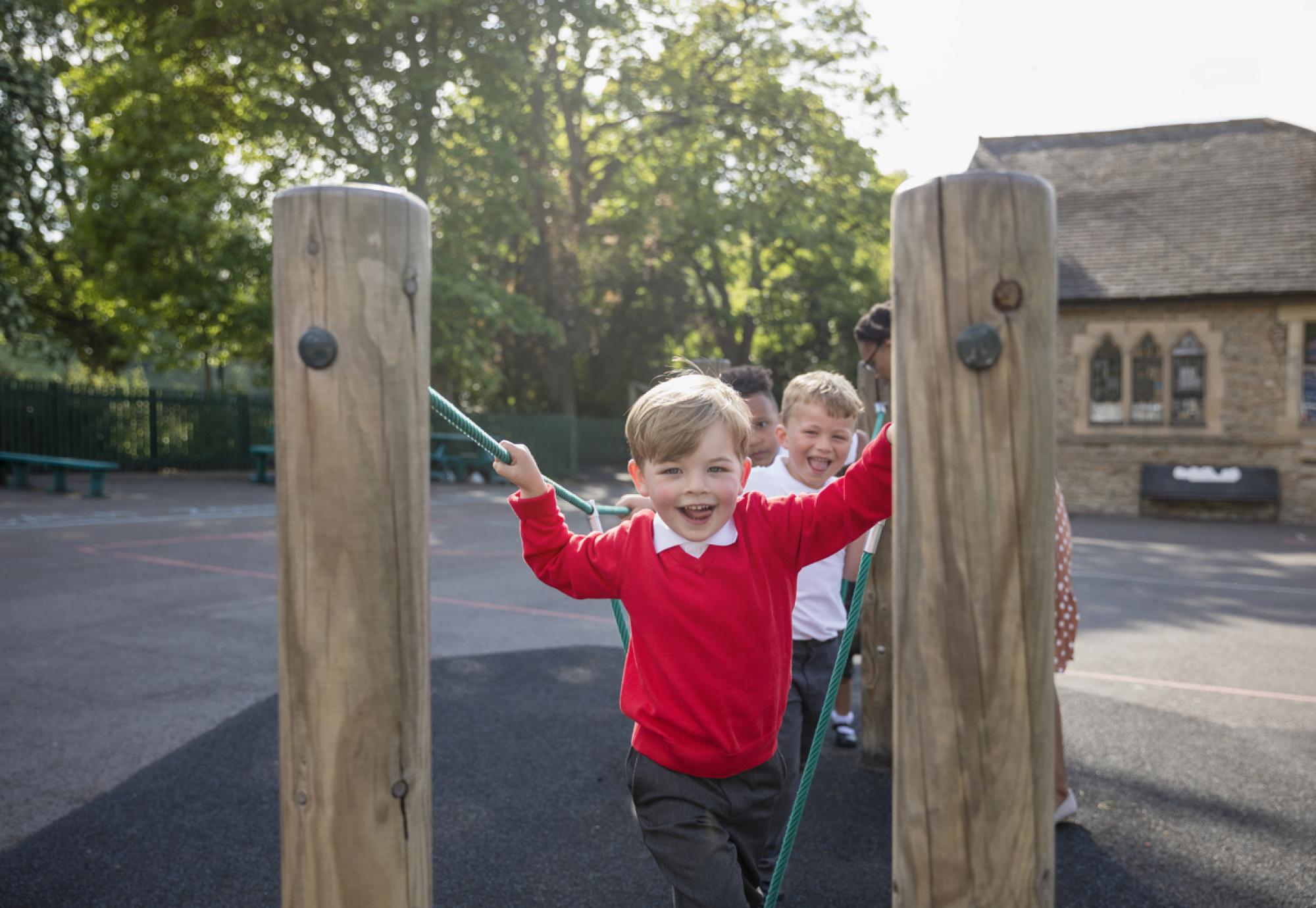 Children playing on playground at school