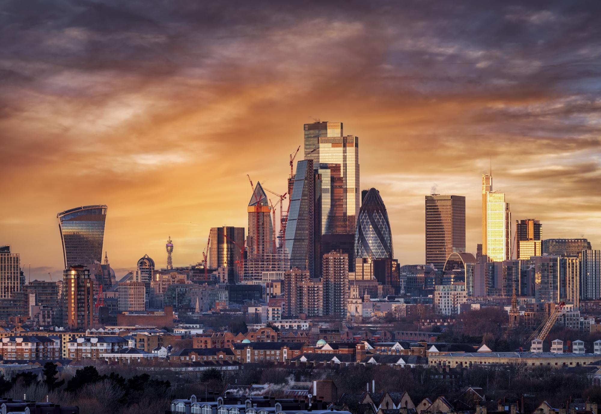 Sunset over London's skyline