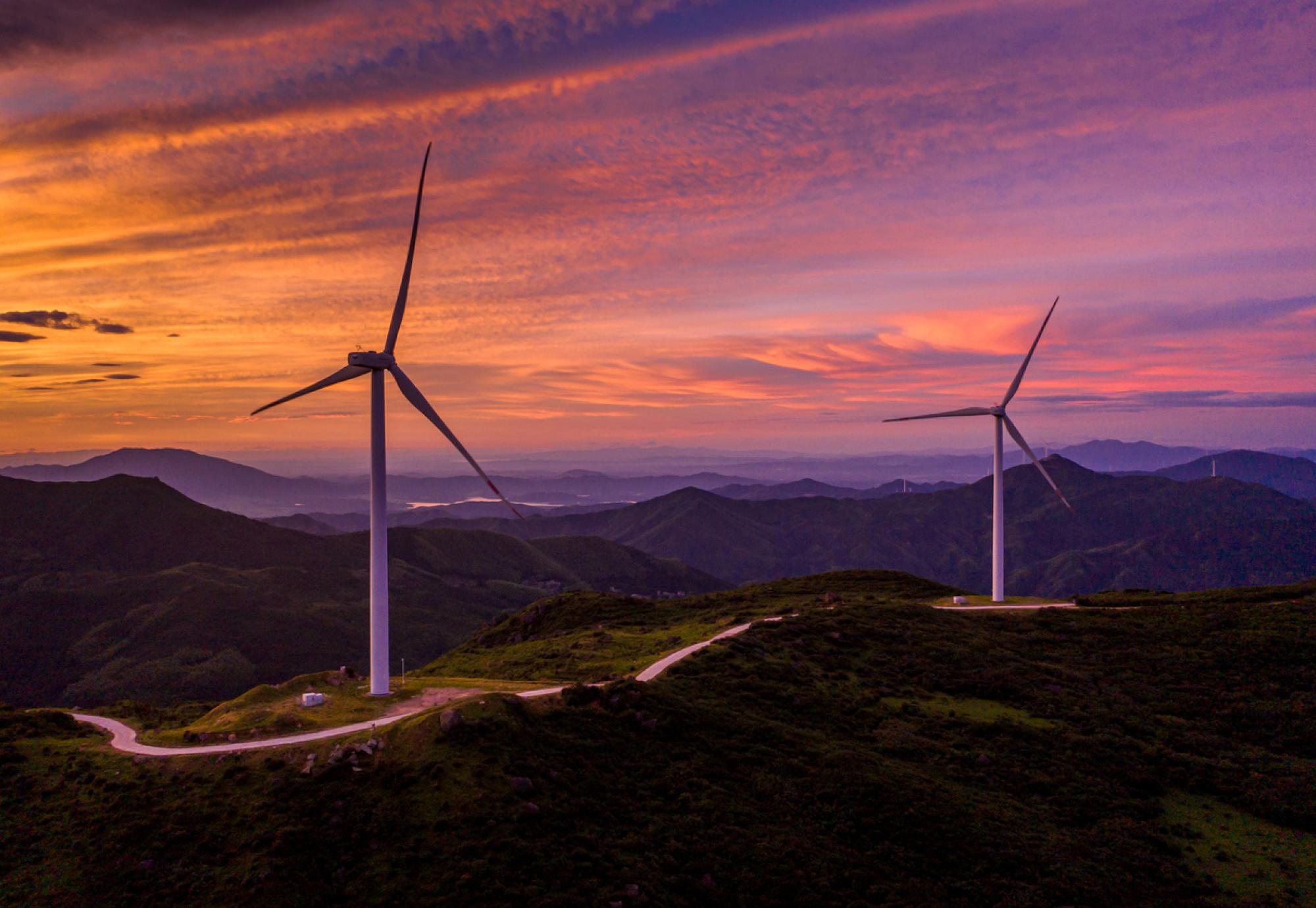 Wind turbines at dawn