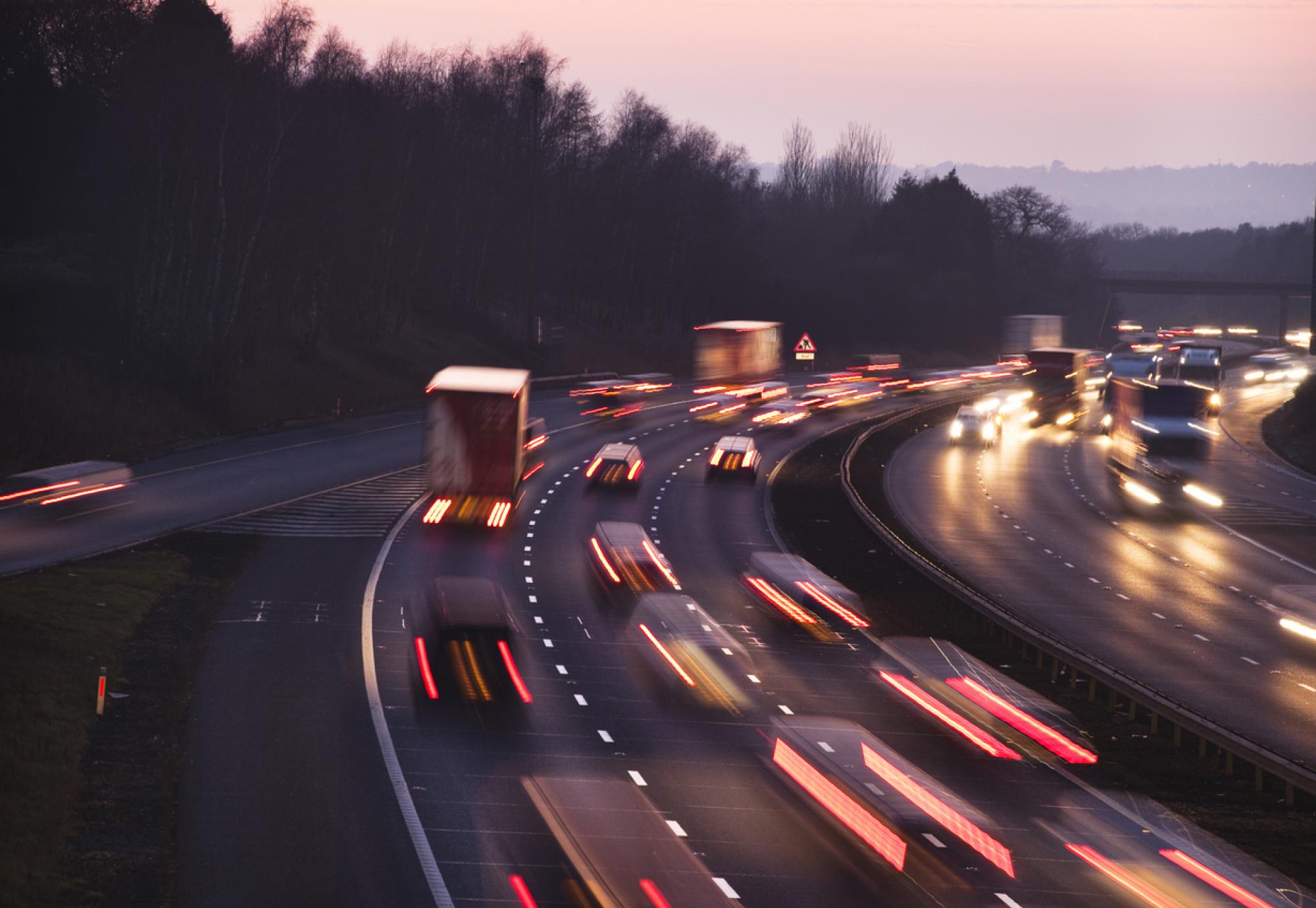 UK Motorway at dusk