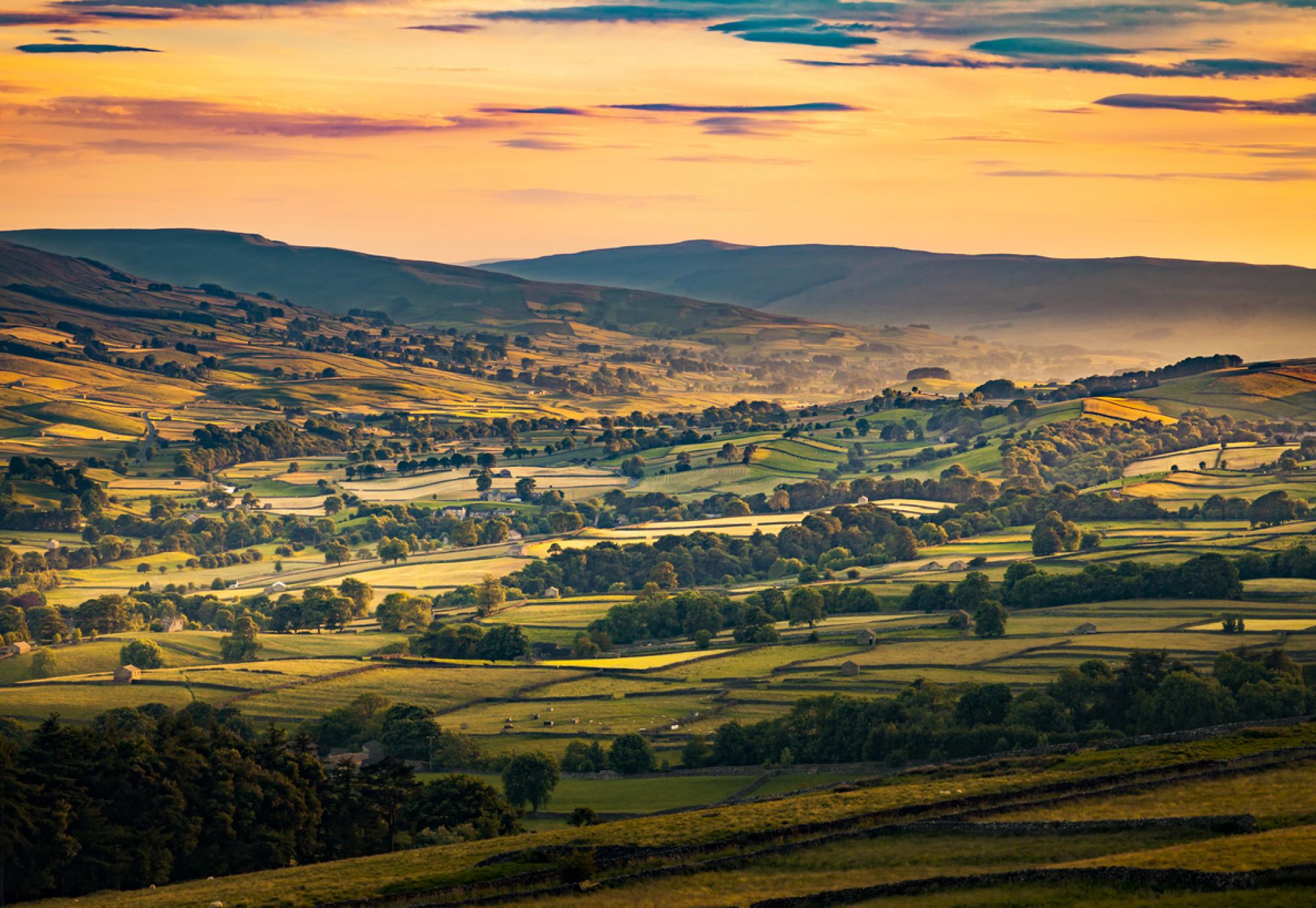 Askrigg near Leyburn in North Yorkshire at sunset