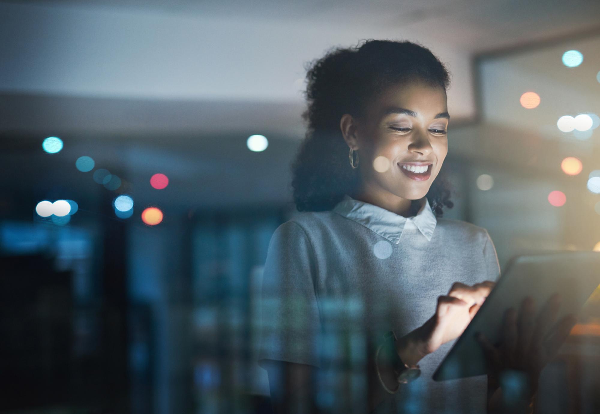 Woman working with technology