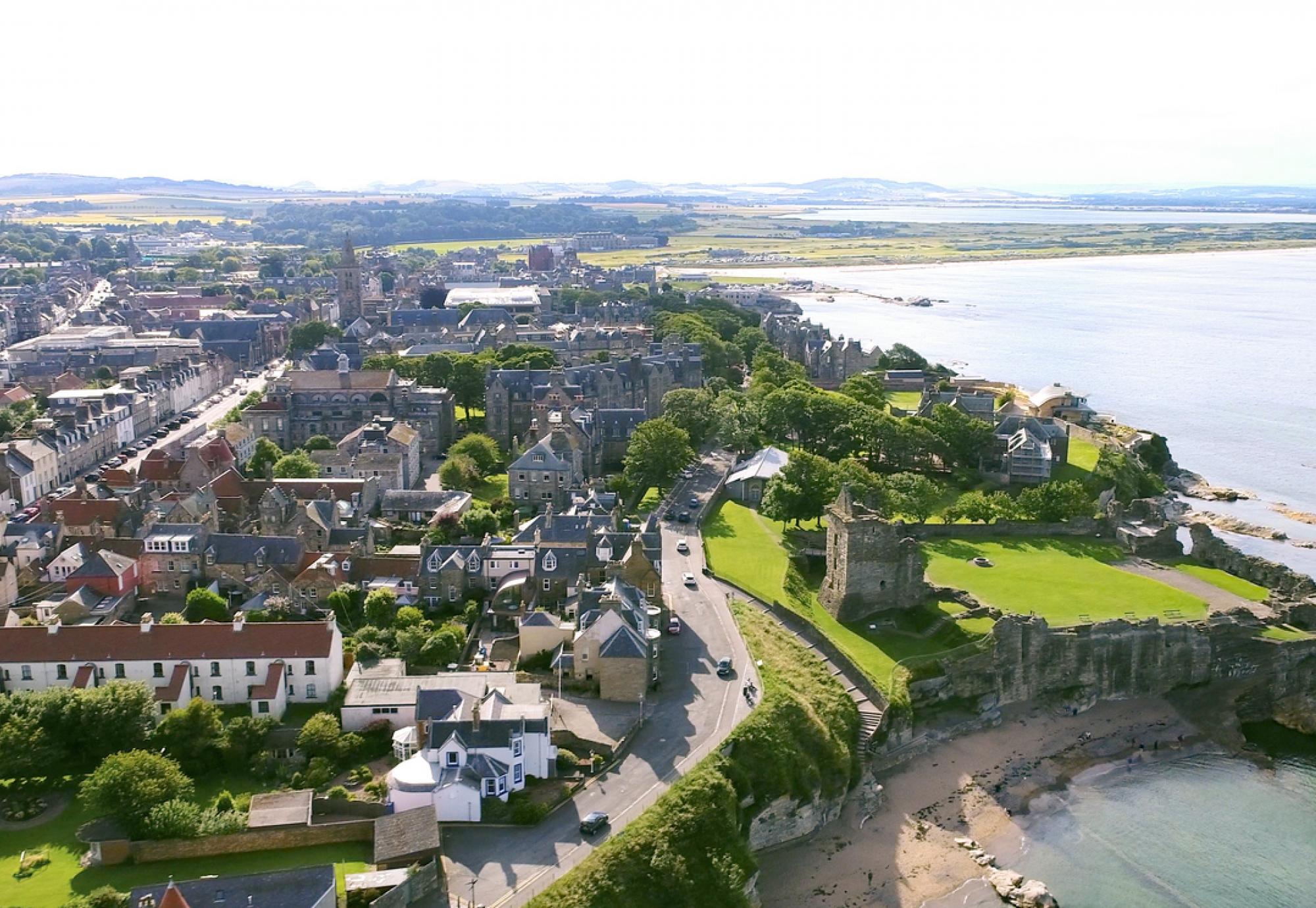 Aerial view of St. Andrews Fife Scotland