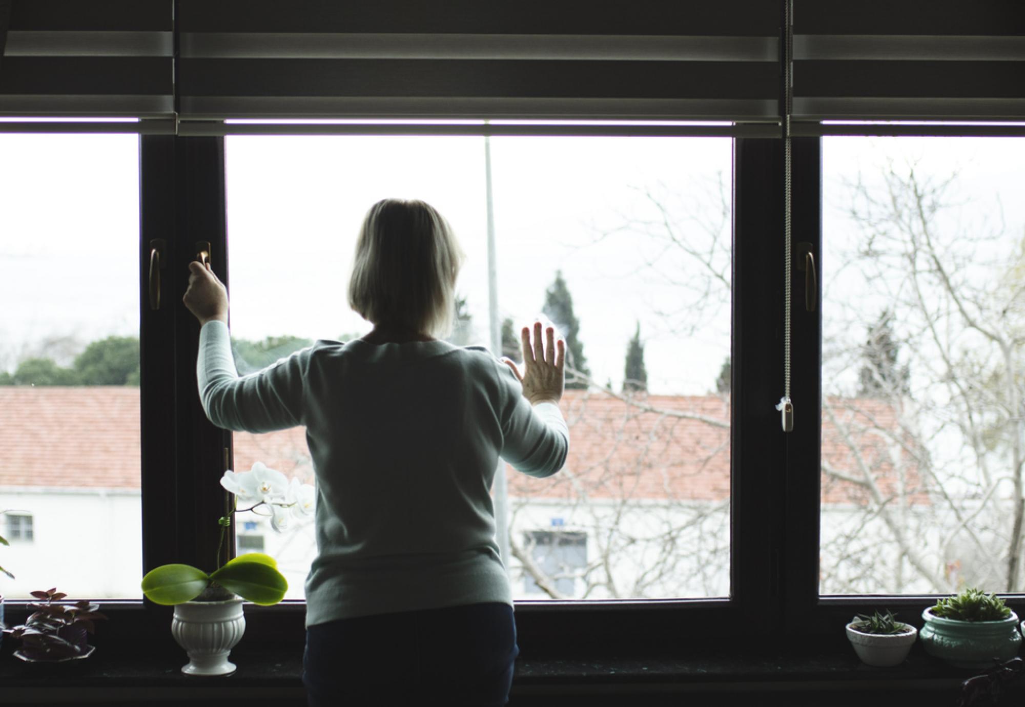 Senior woman alone at home