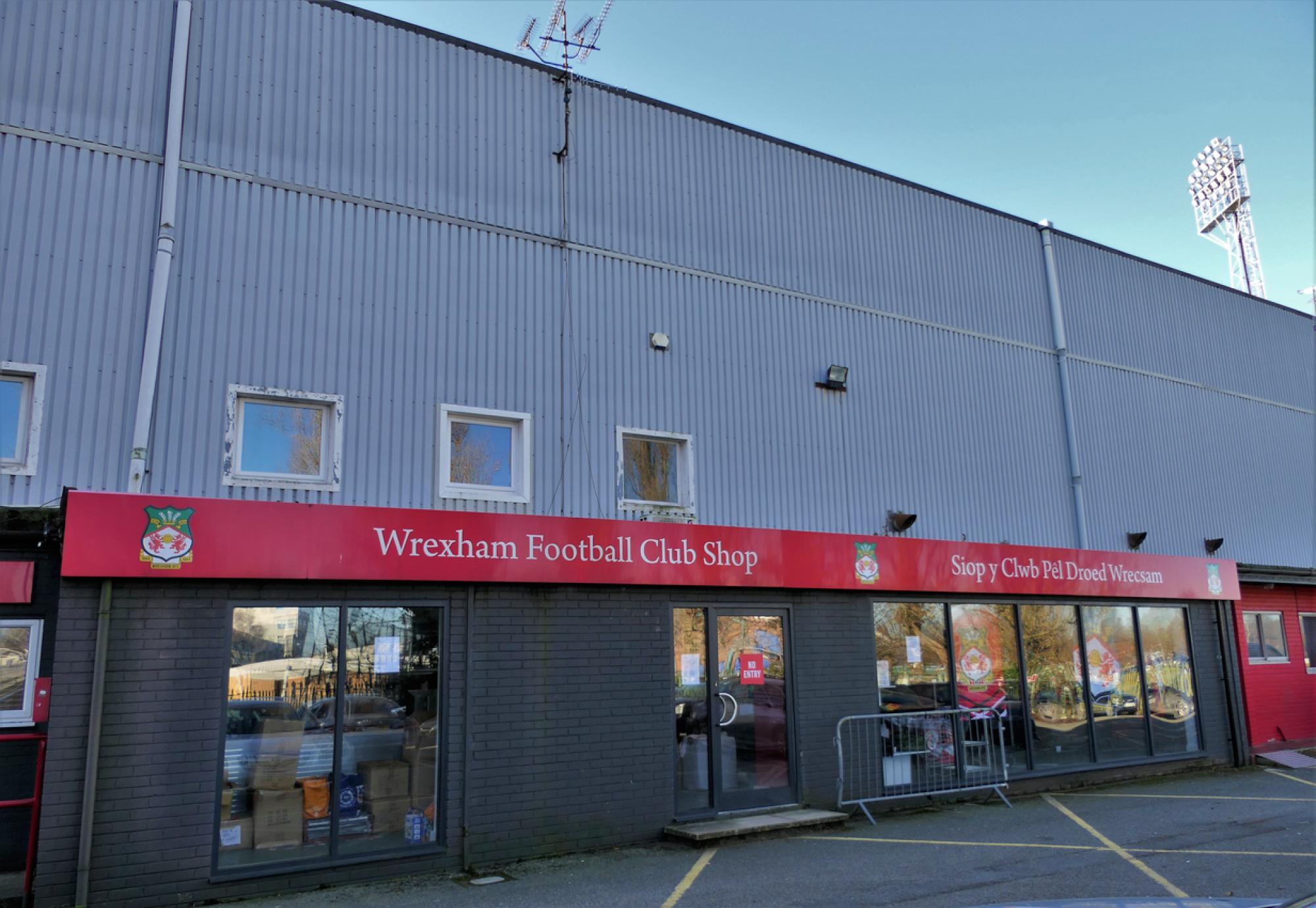 The outside of Wrexham AFC's Racecourse Ground