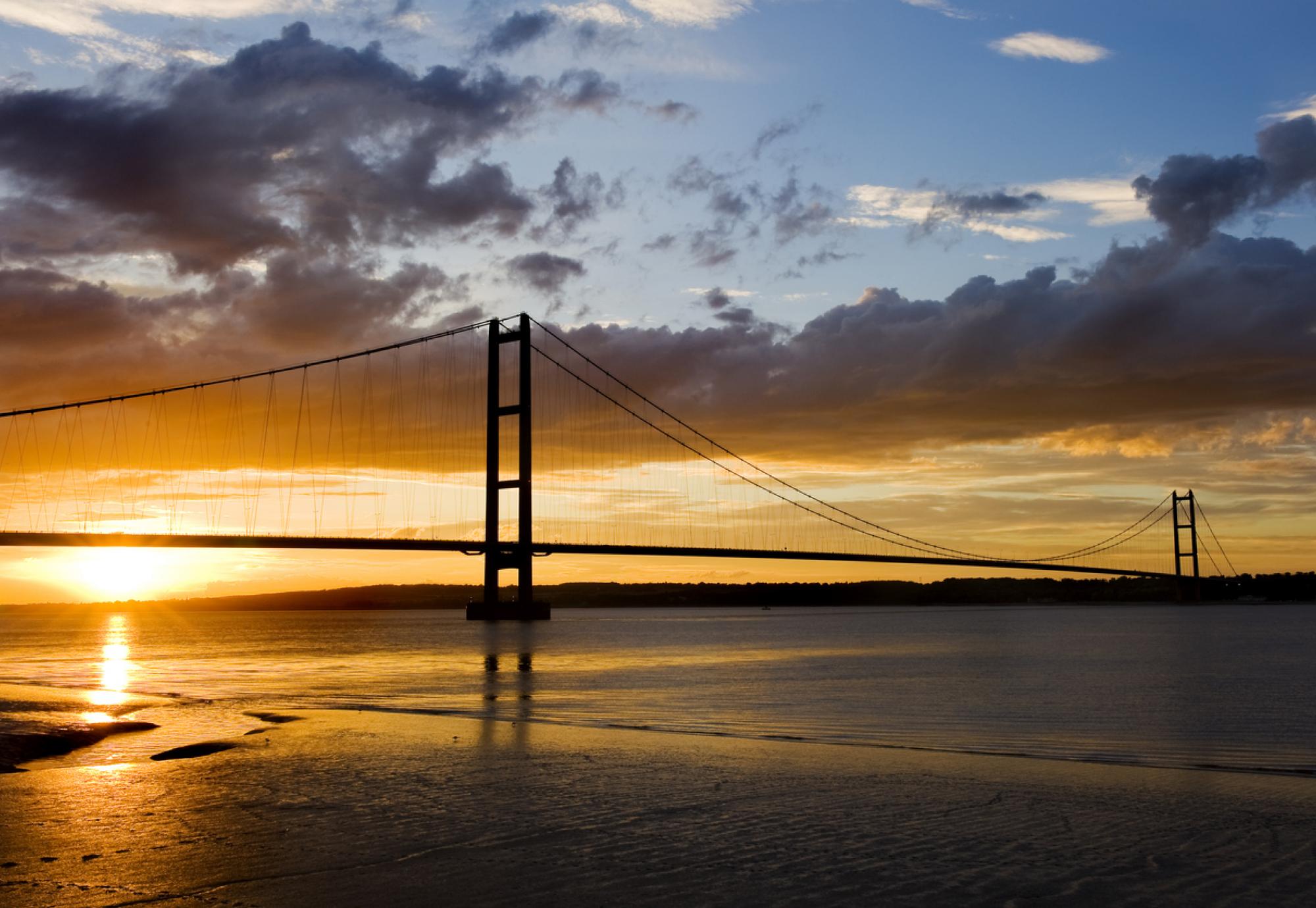 Humber bridge, Hull at sunset