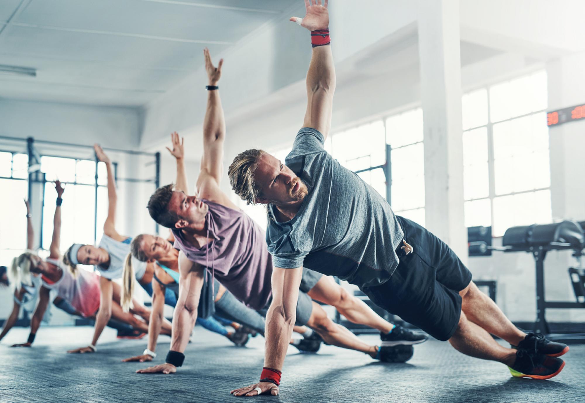 group working out at the gym