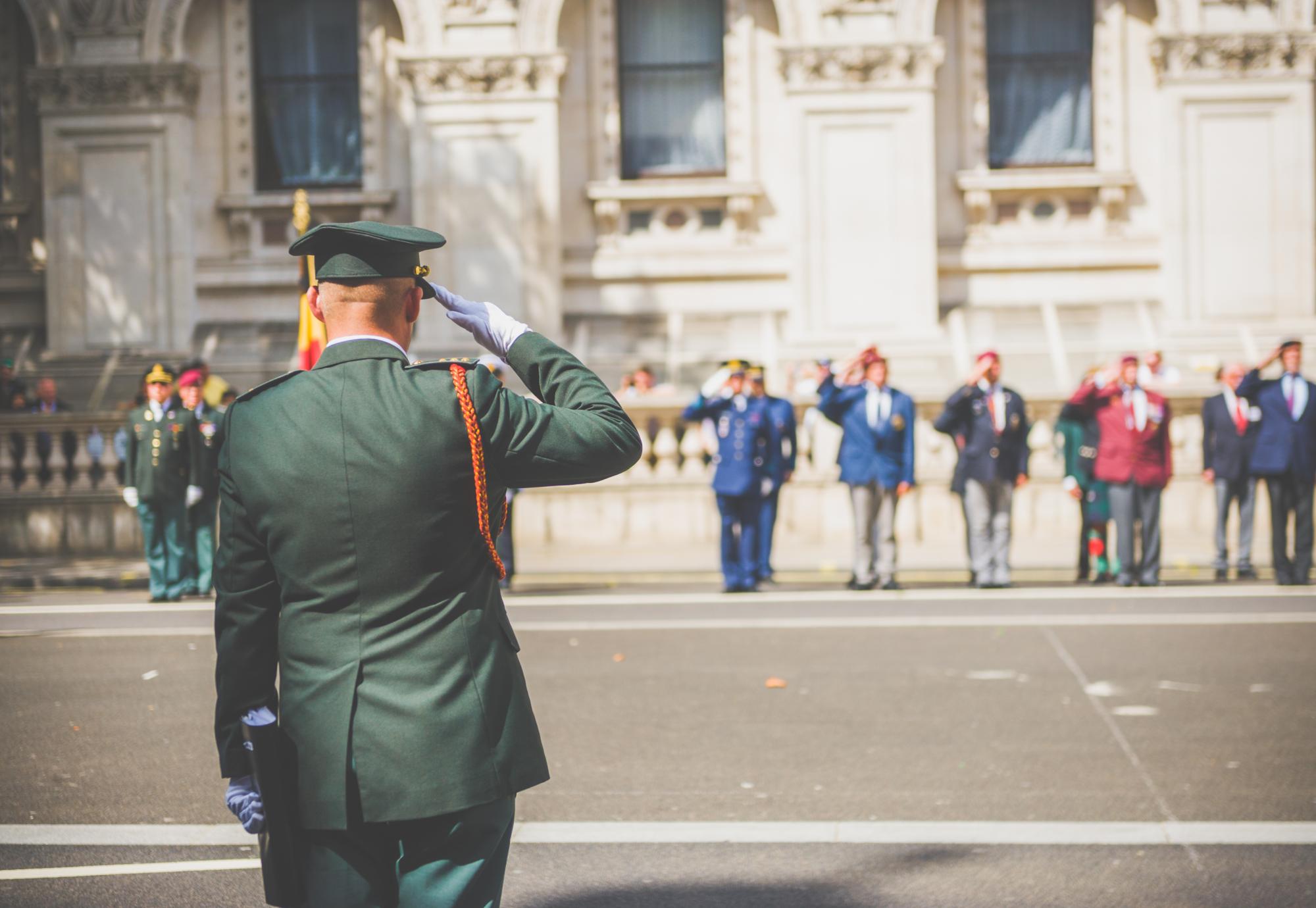 Veteran saluting on Armed Forces Day