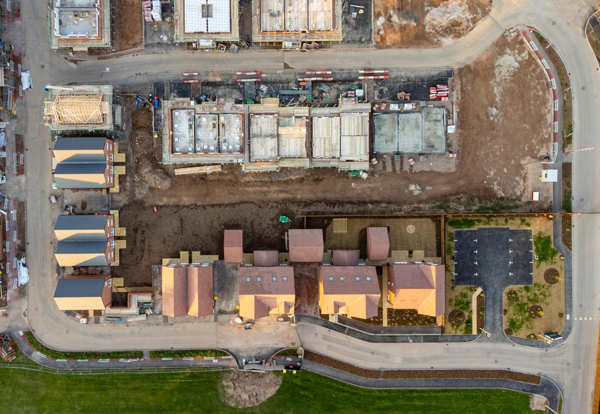 Above shot of a house being built