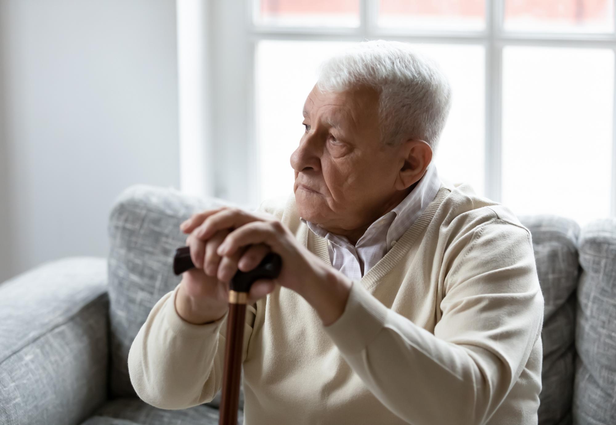 Old man looking lonely