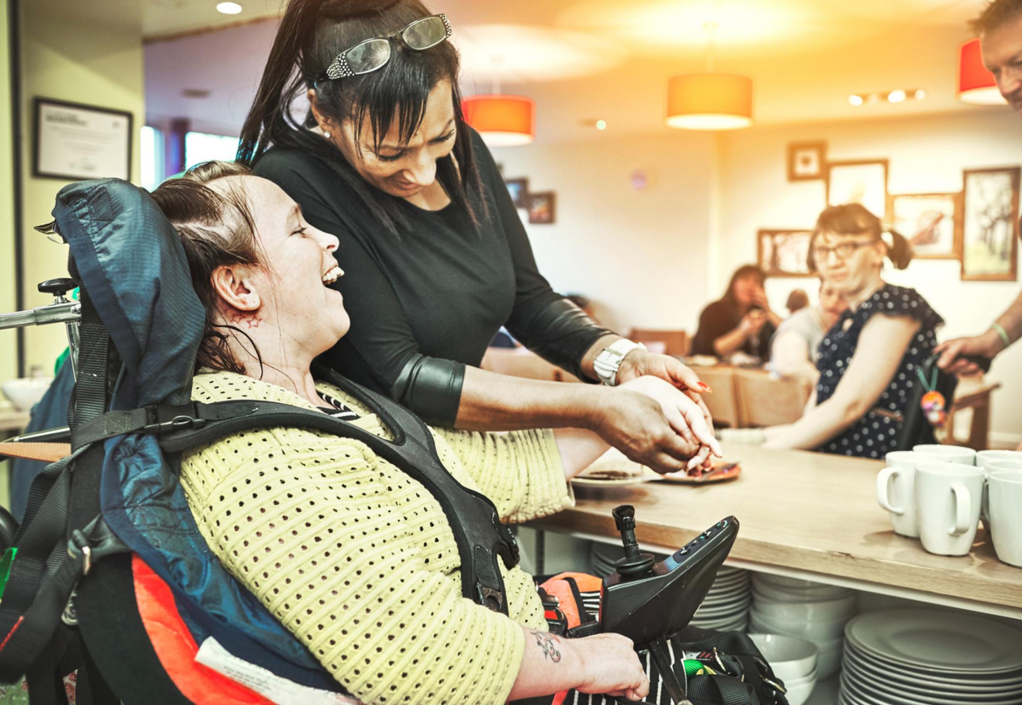 Children's social care worker with a disabled child