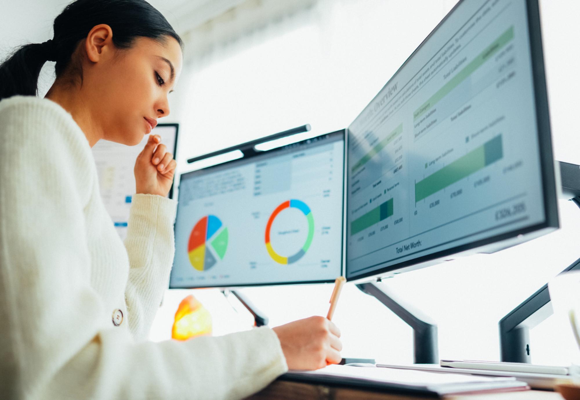 Woman working at a computer