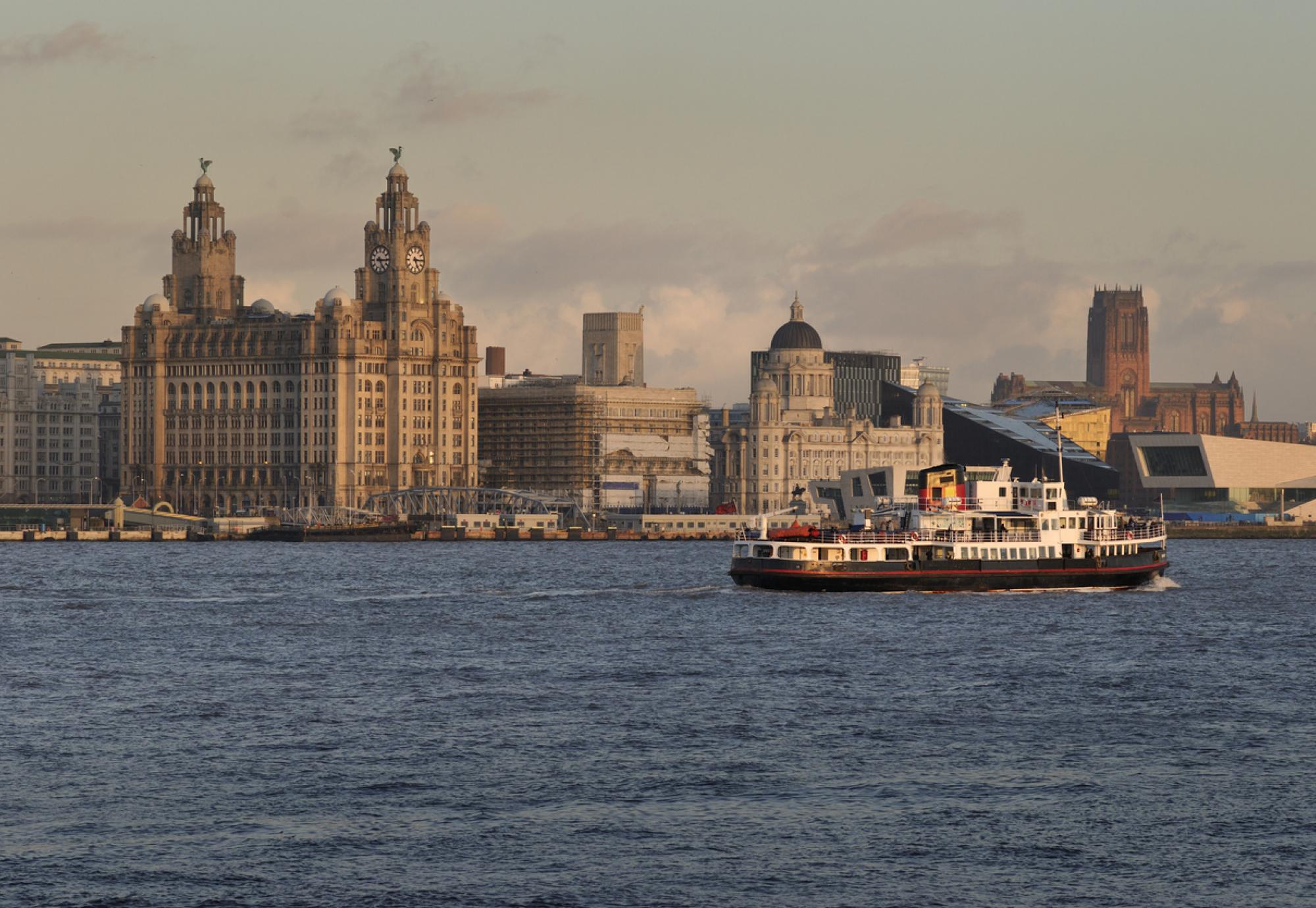 View of Liverpool from the river Mersey