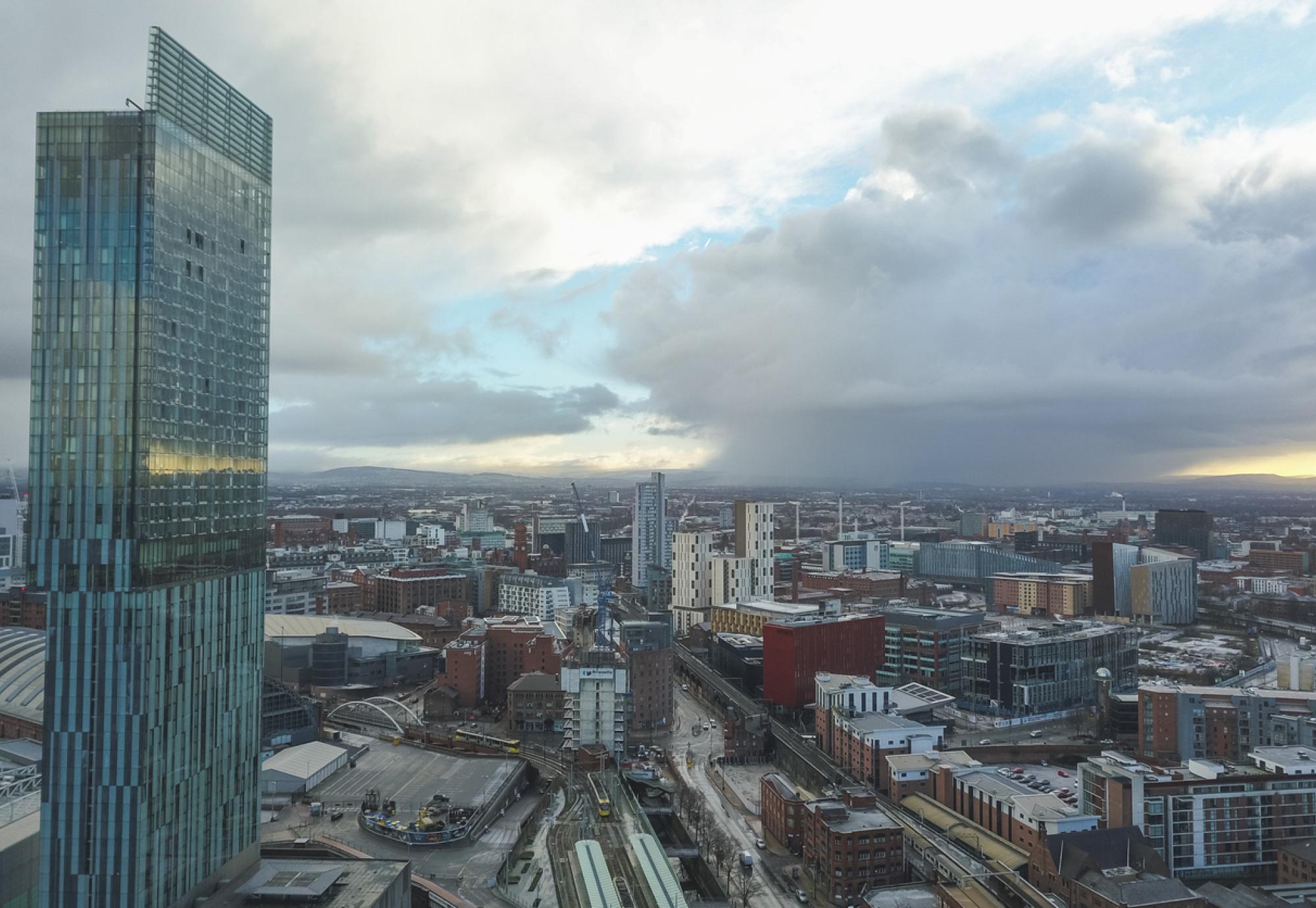 Manchester skyline with beetham tower in foreground