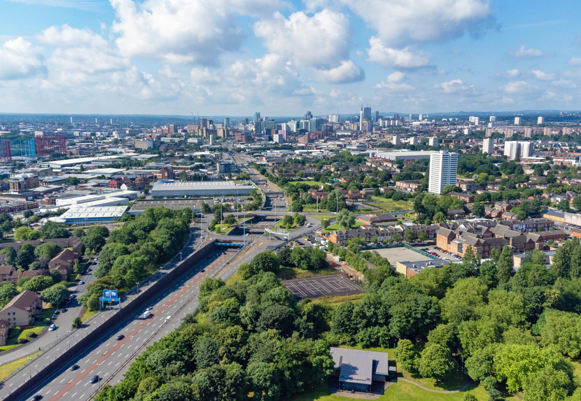 Aerial view of the West Midlands including Birmingham