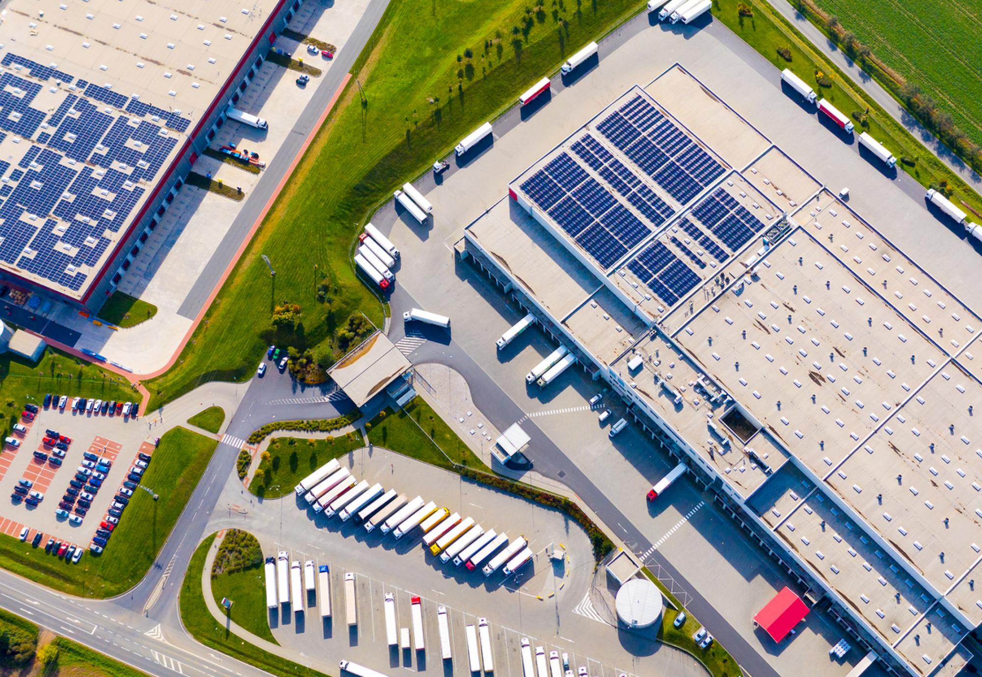 Overhead view of green manufacturing 