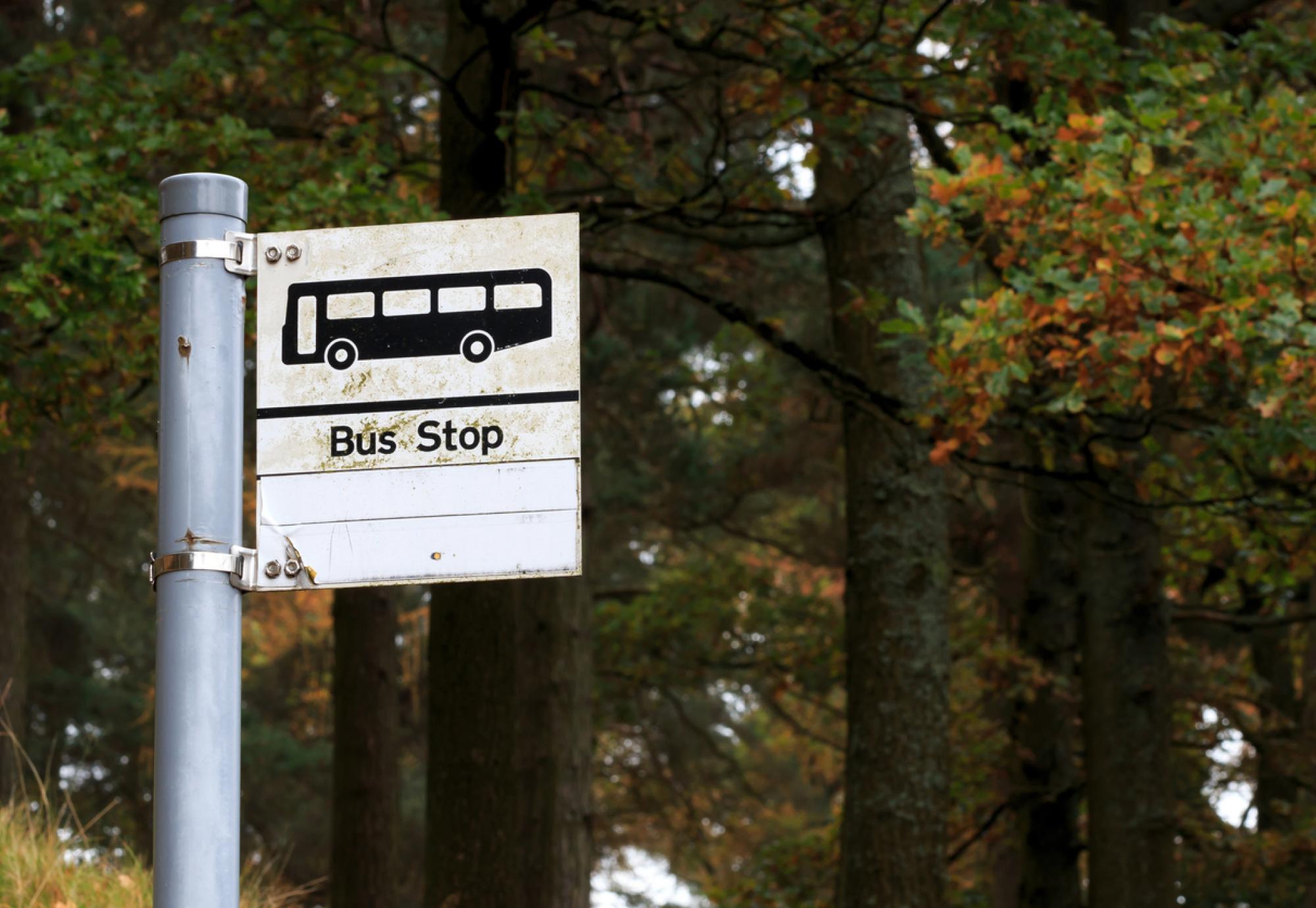 Bus stop sign in the UK