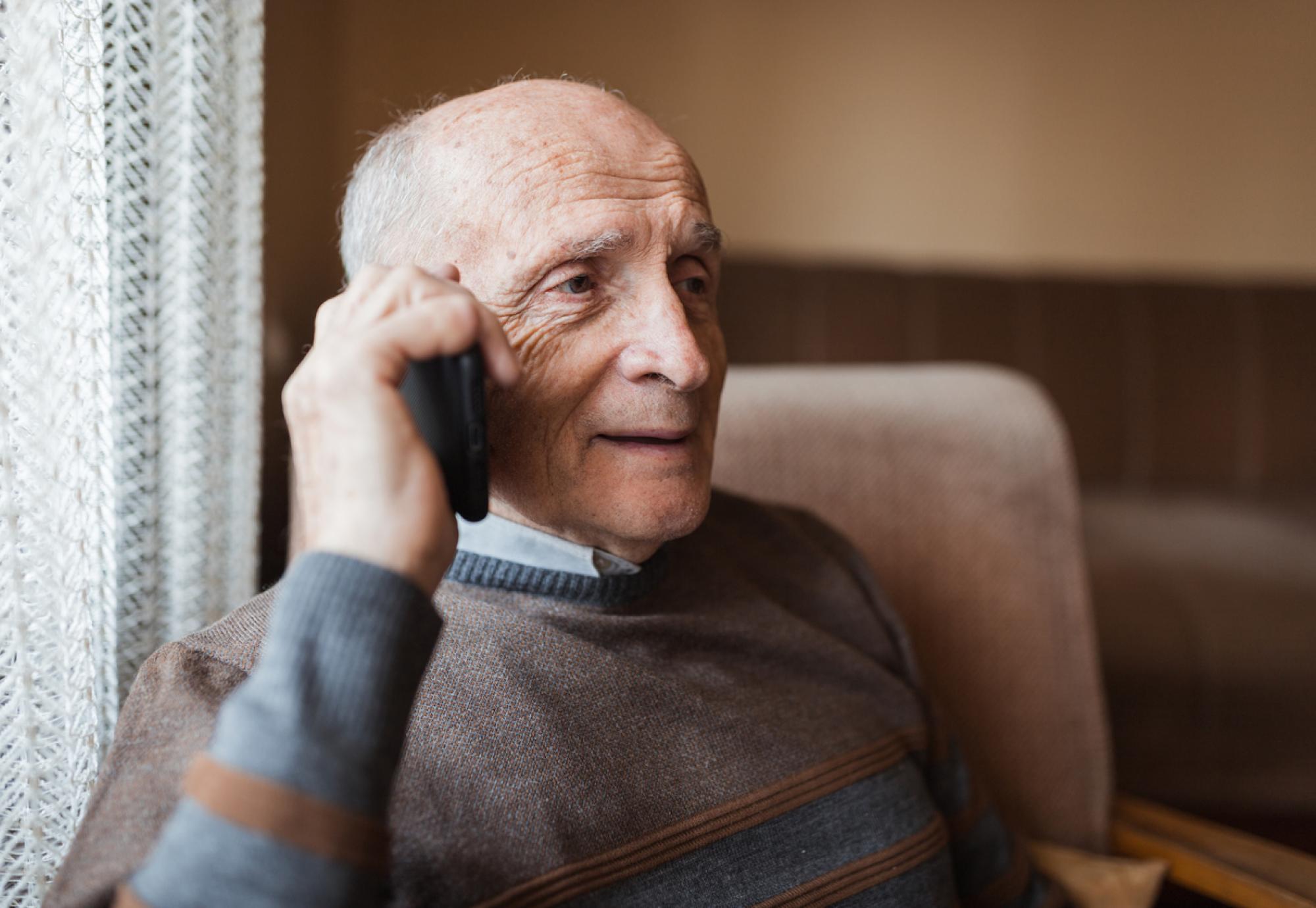 Elderly man on the phone