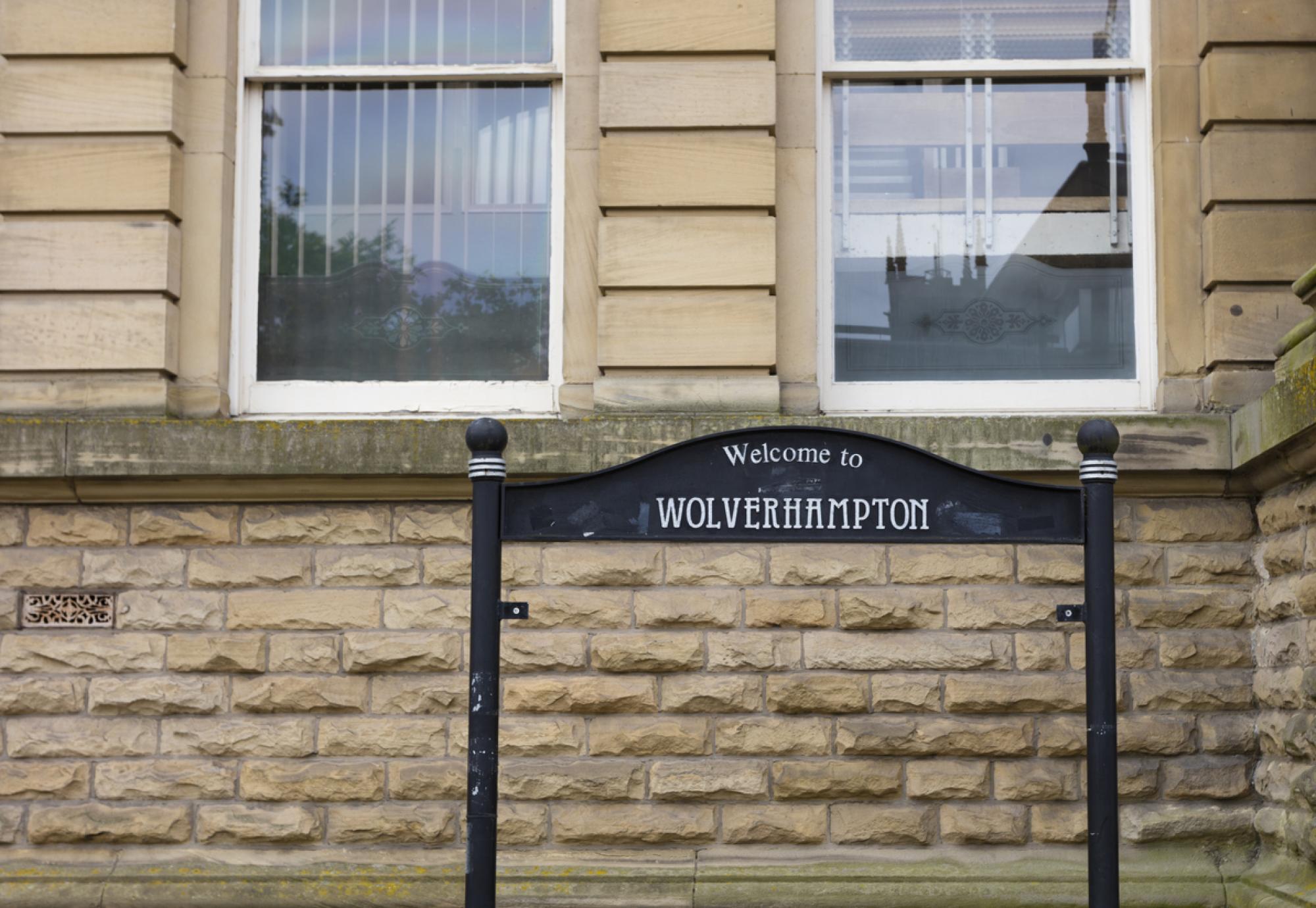 Sign welcoming people to Wolverhampton