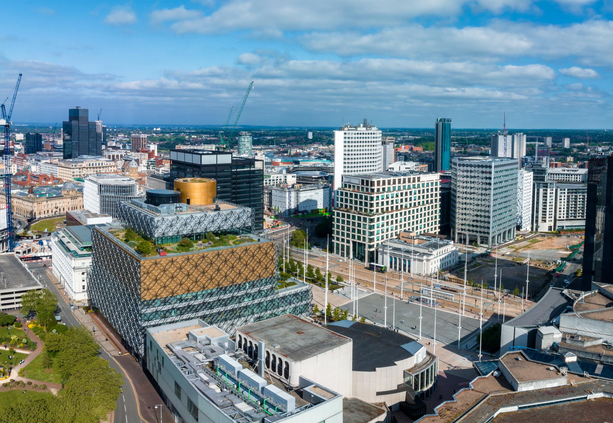 Aerial view of the library of Birmingham