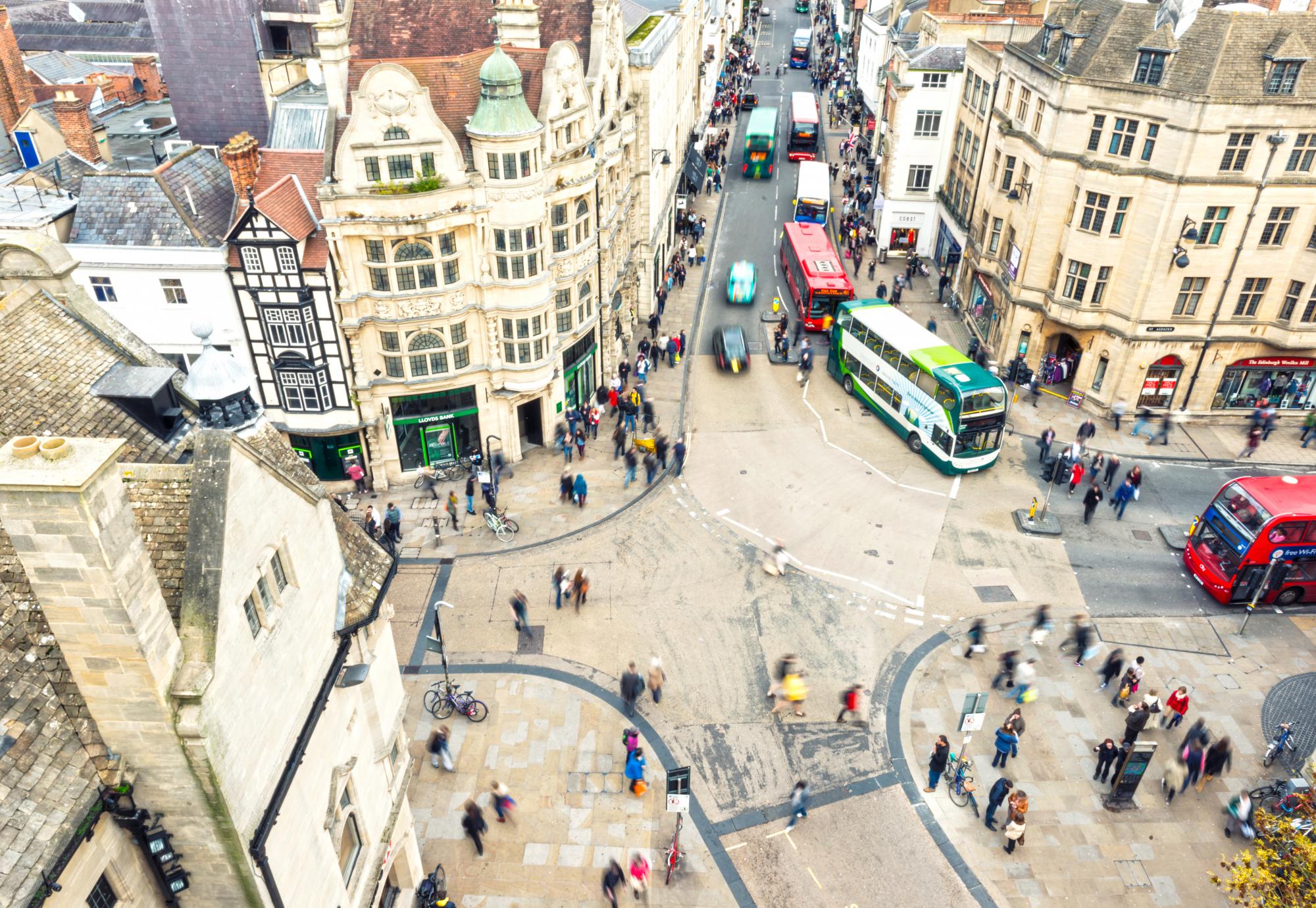 Buses in Oxford, from above