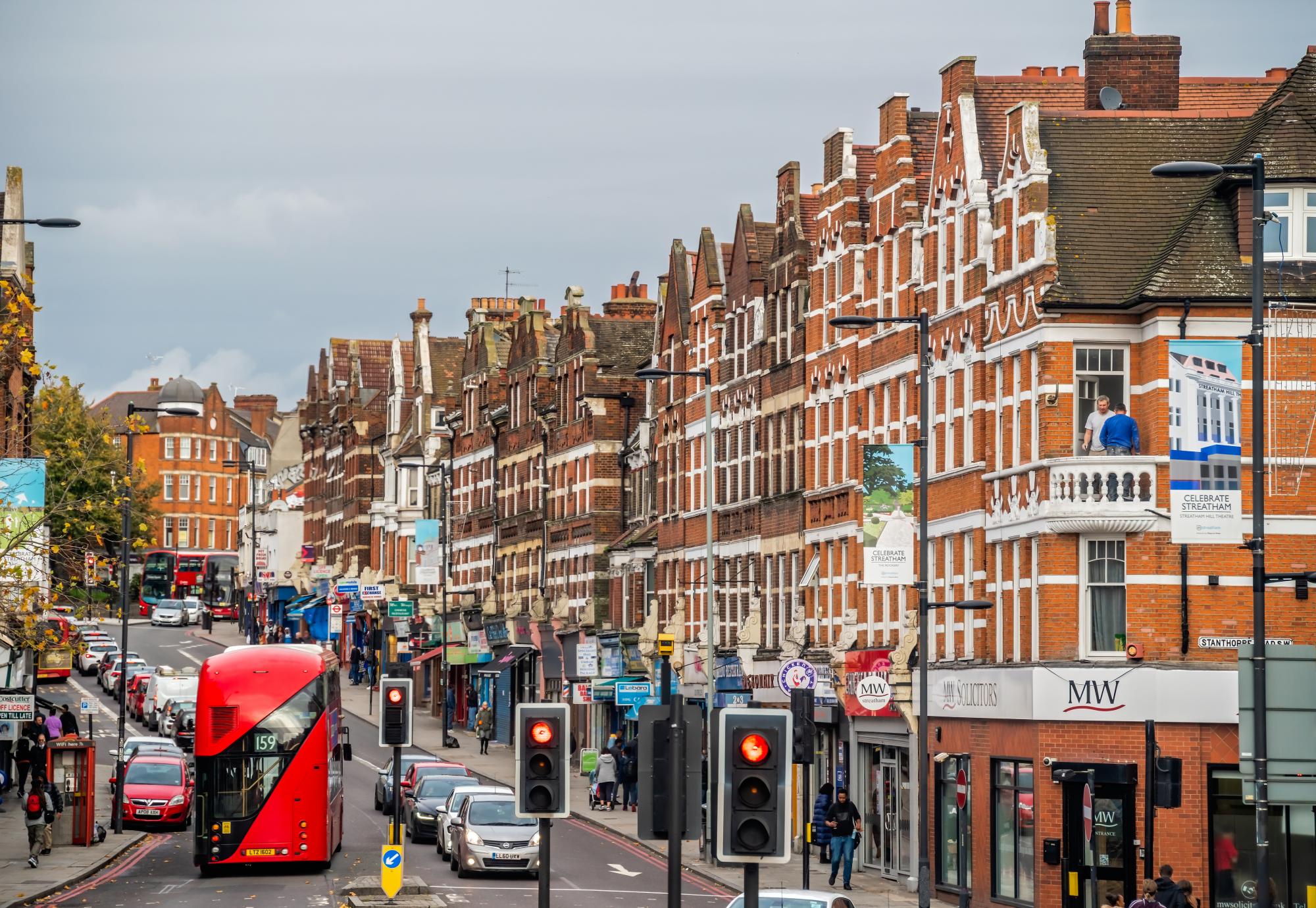 Busy street in South West London