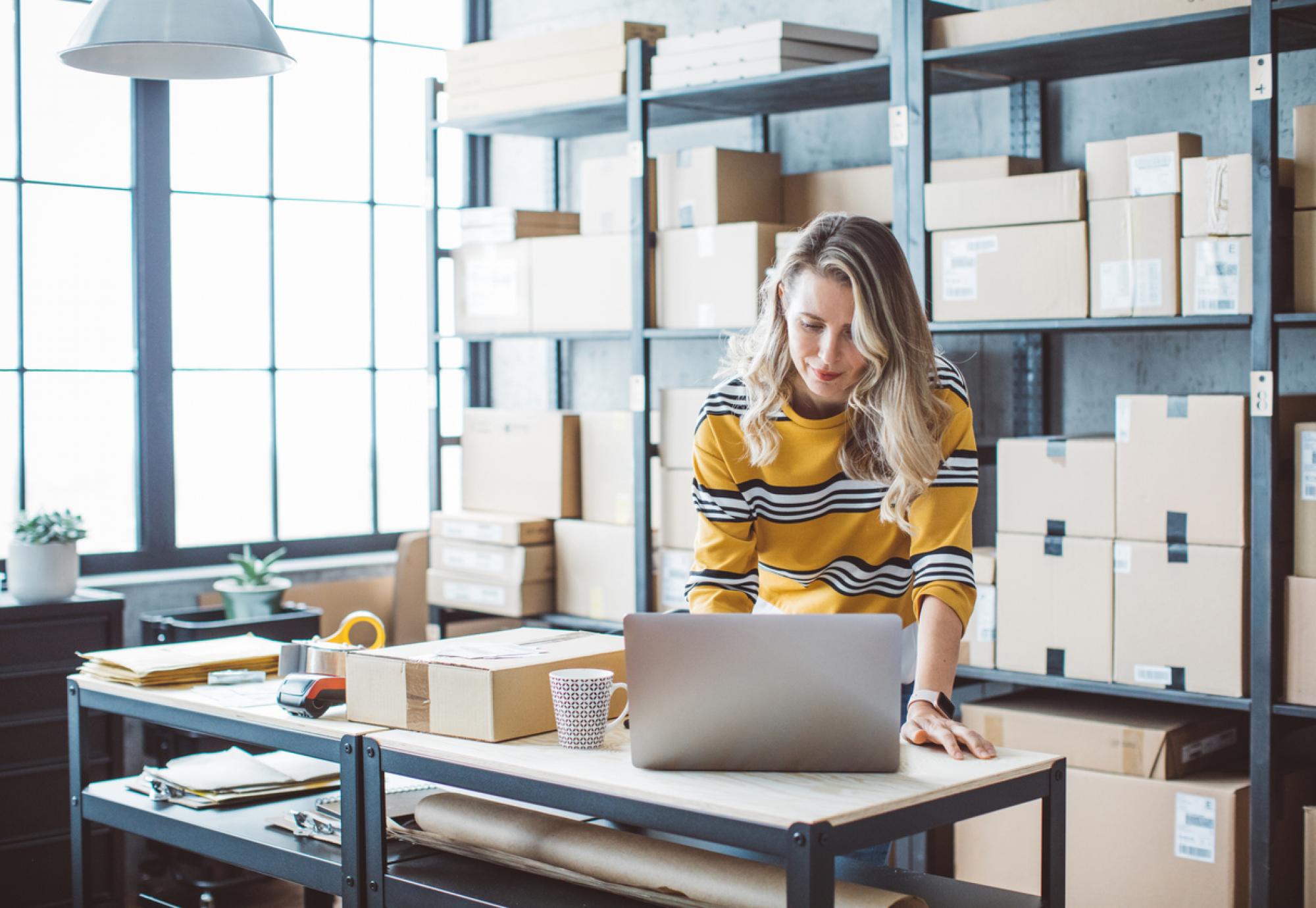 woman running online store