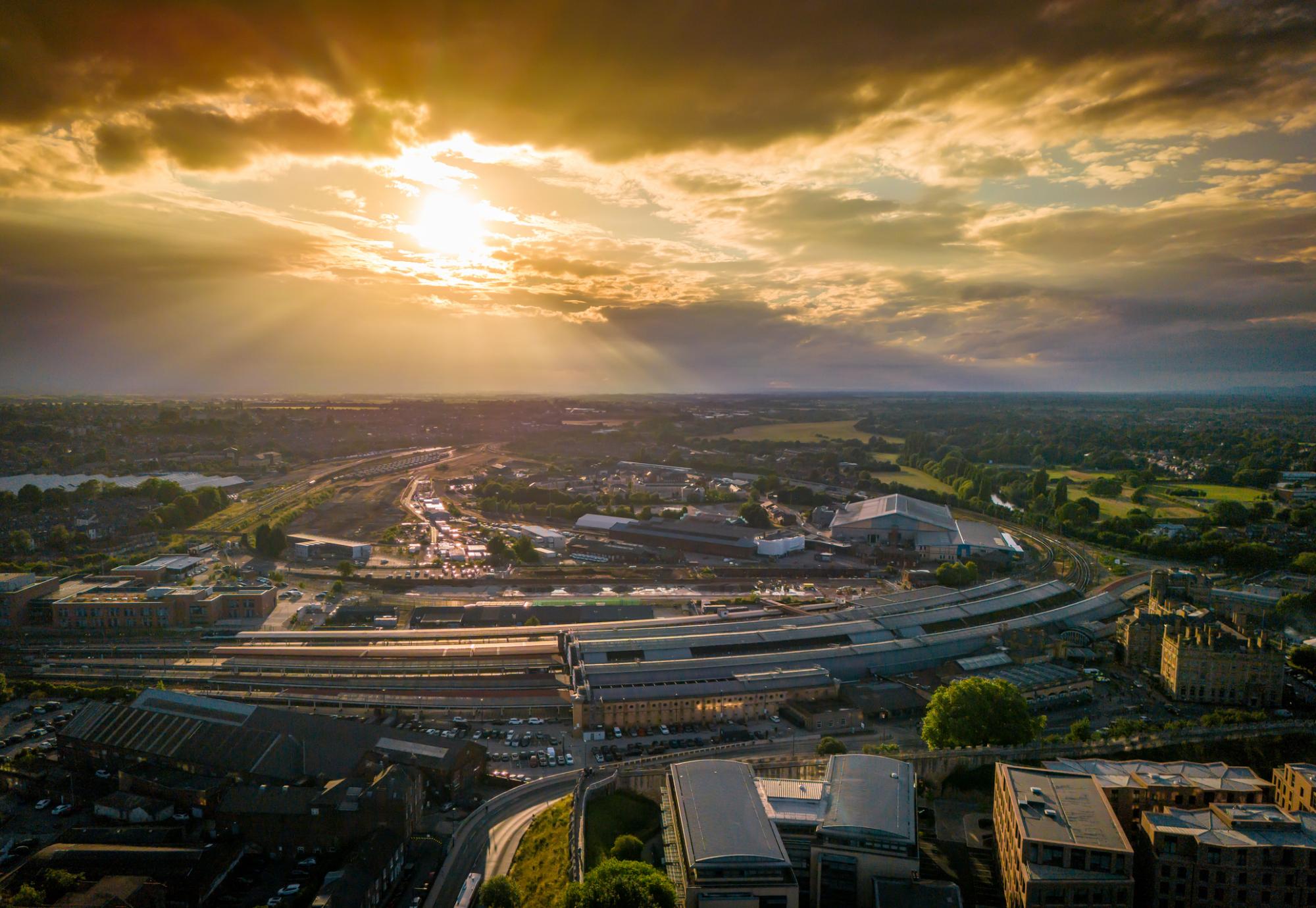 Sunset over York Train Station