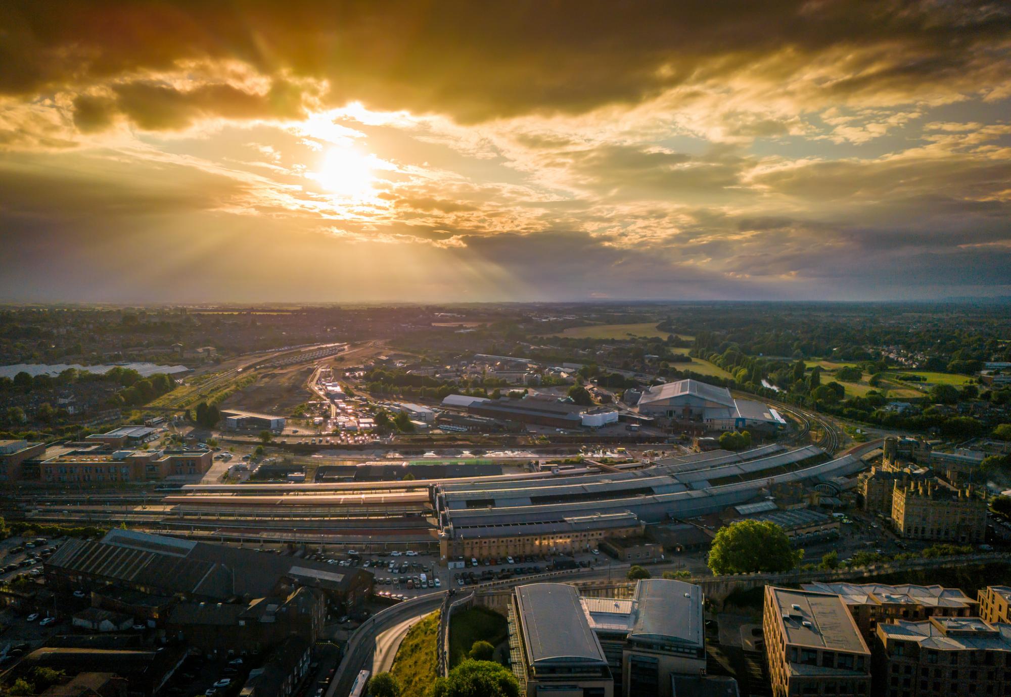 Sunset over York Train Station