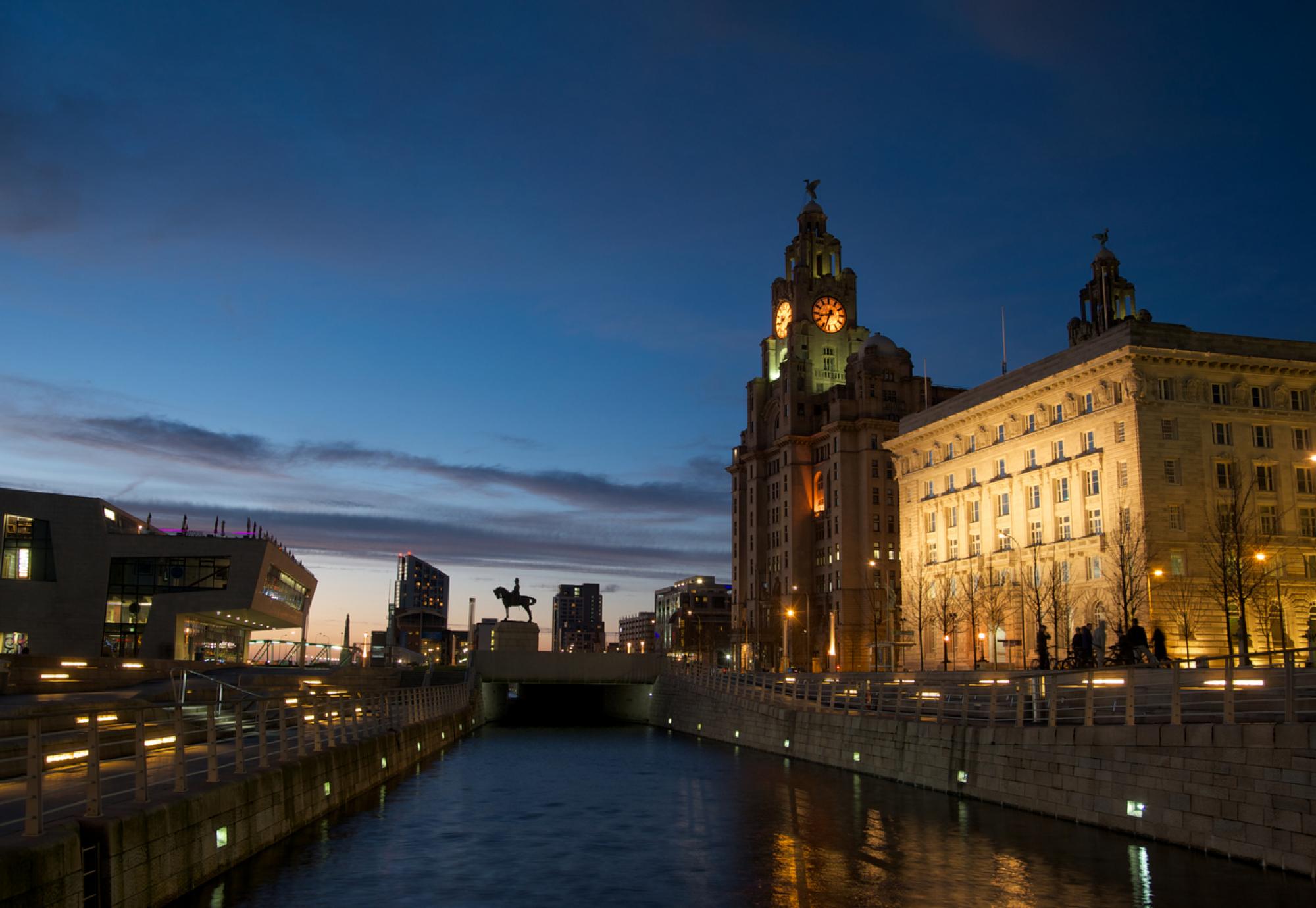 Liver building at night