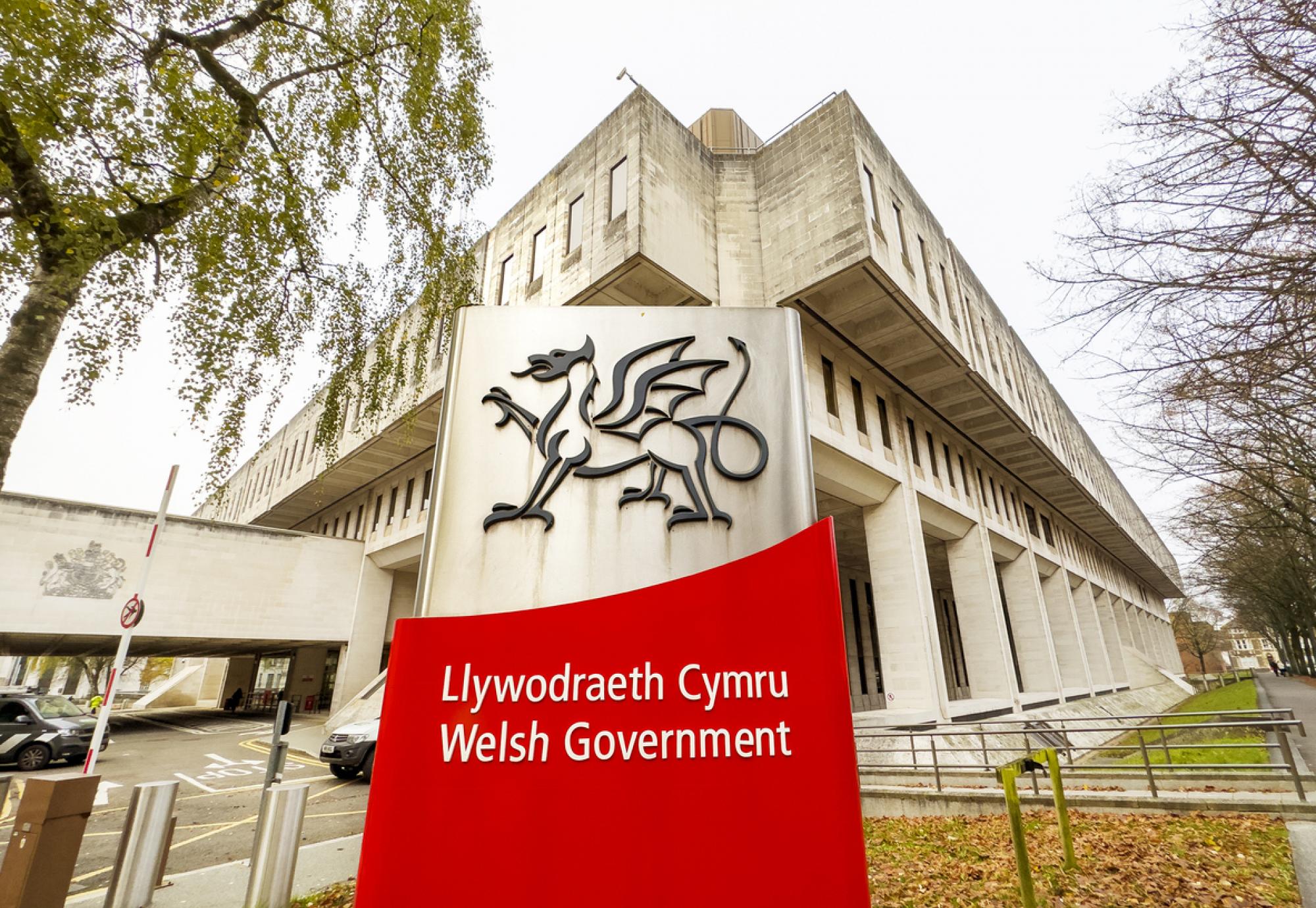 Sign outside the offices of the Welsh Government