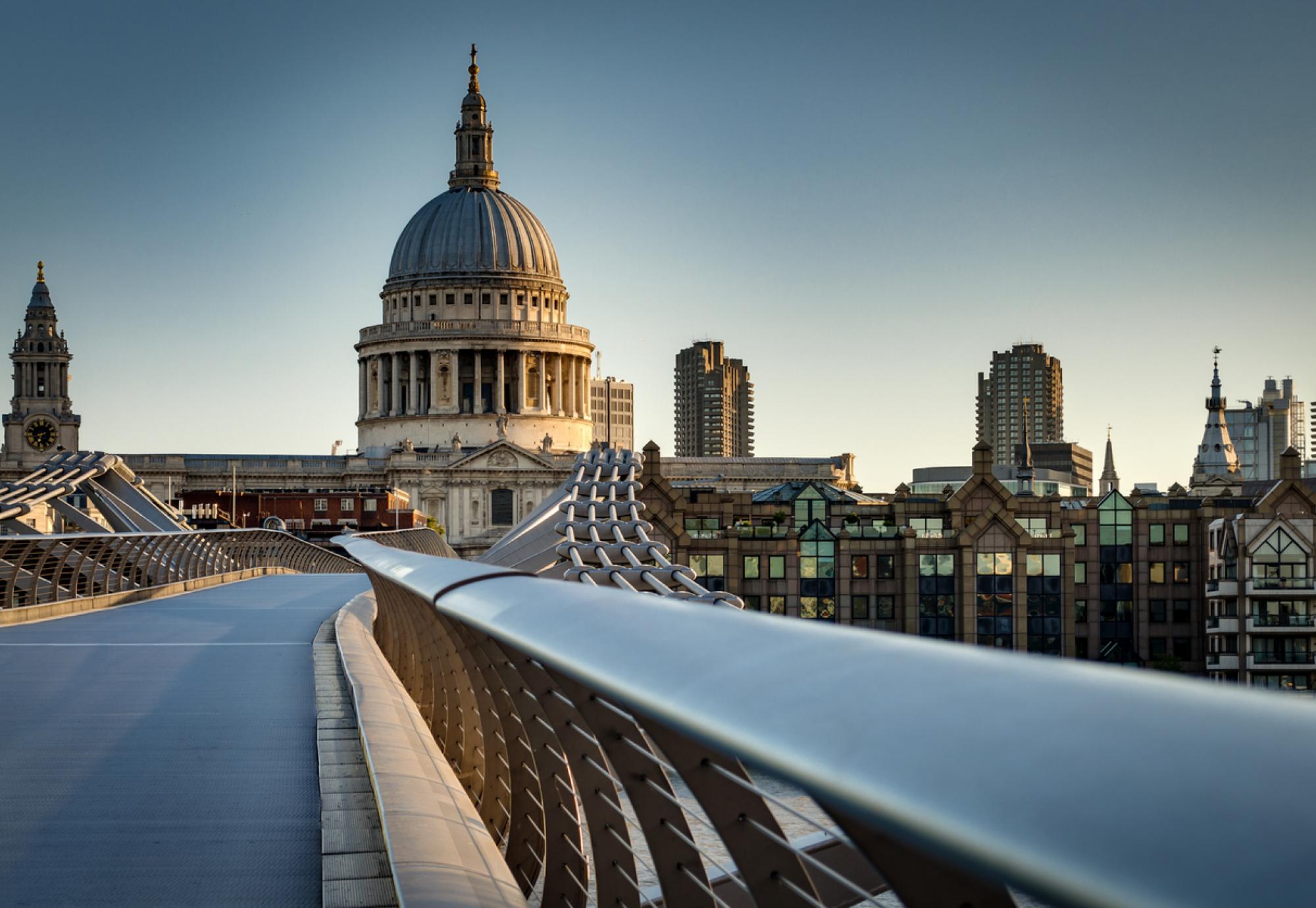 St. Pauls cathedral dome from across the river Thames