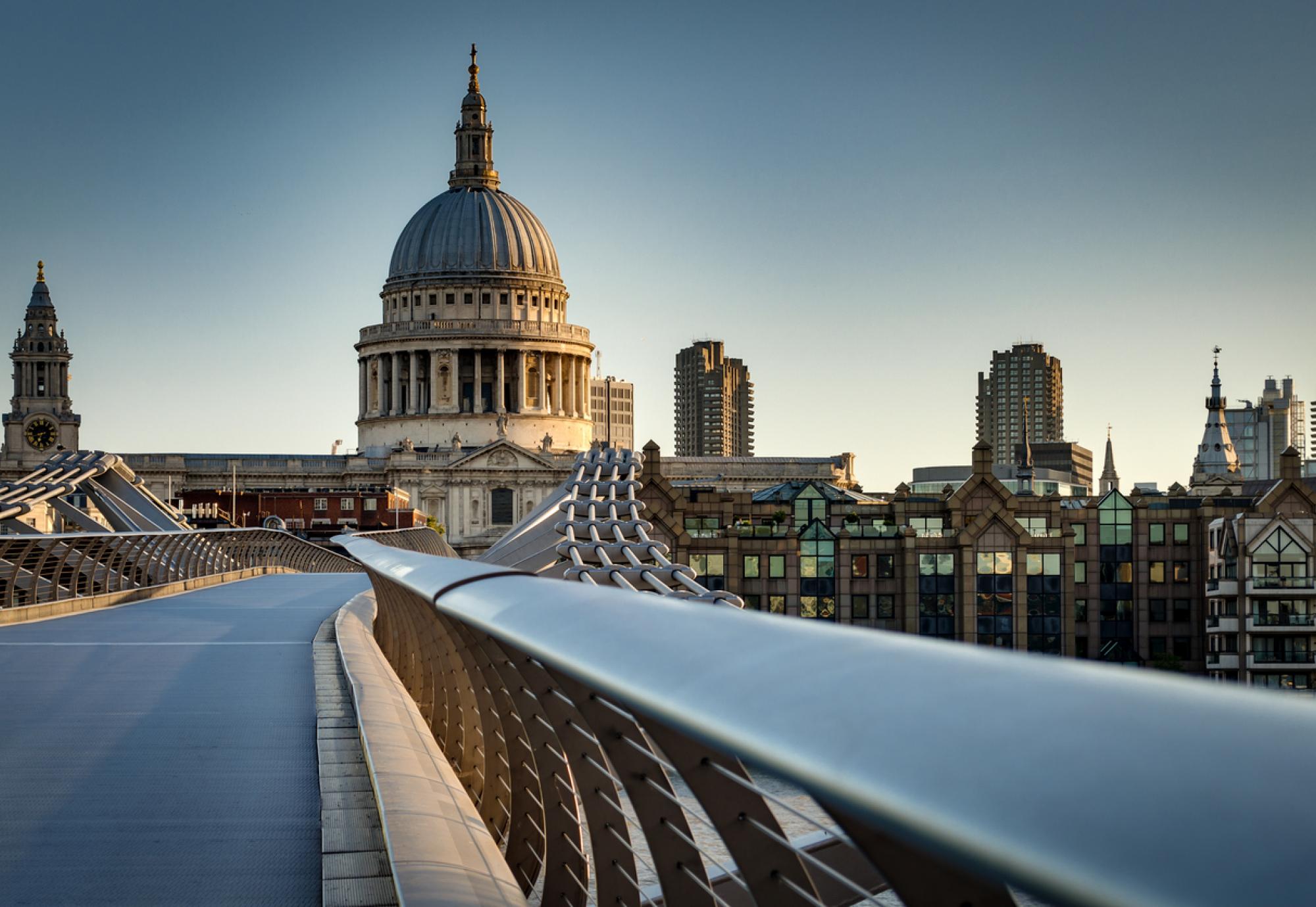 St. Pauls cathedral dome from across the river Thames