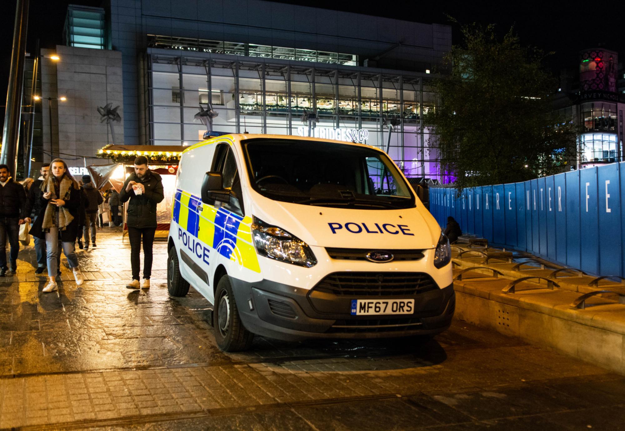 UK Police van parked in Manchester