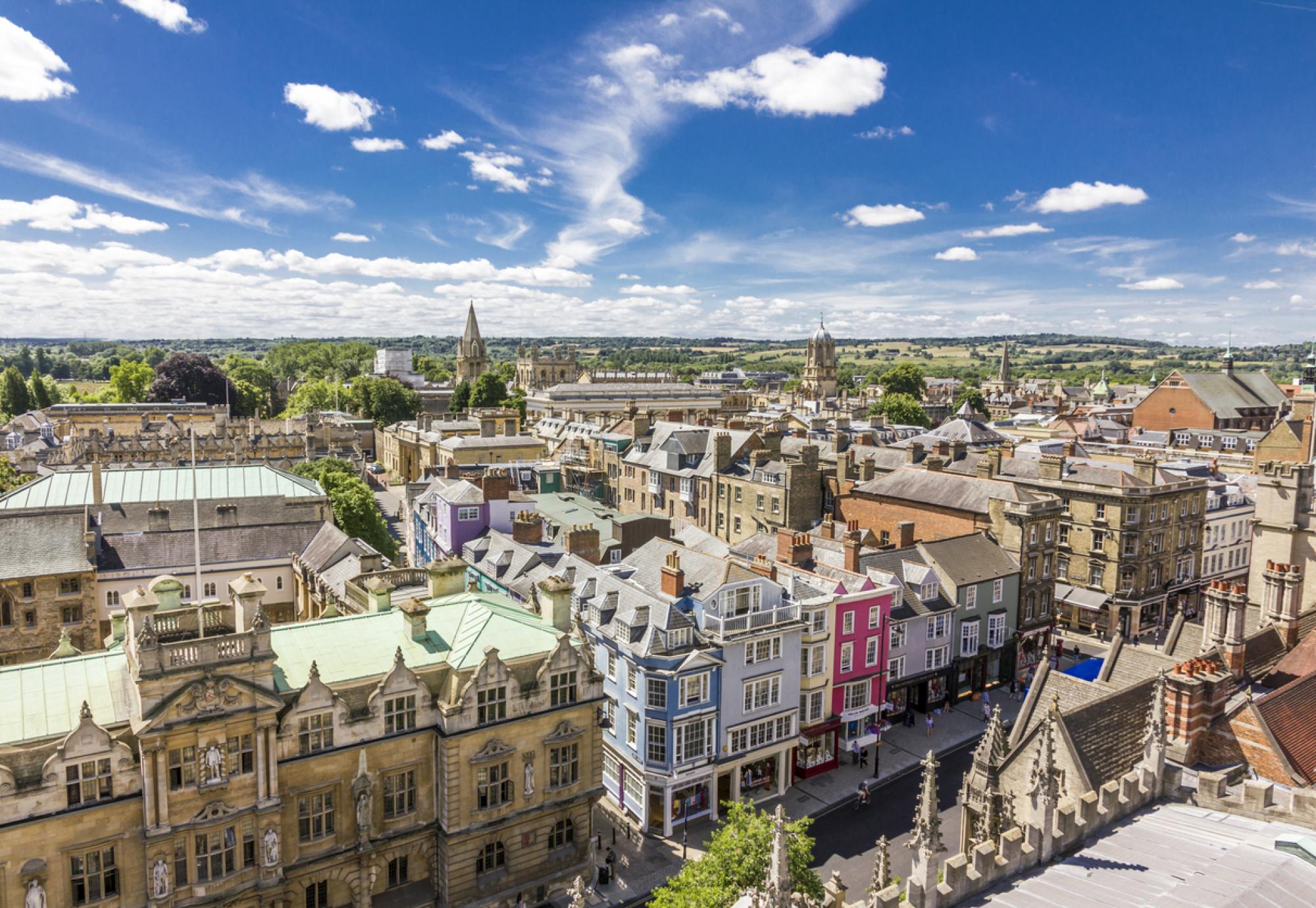 Aerial view of roofs in oxford