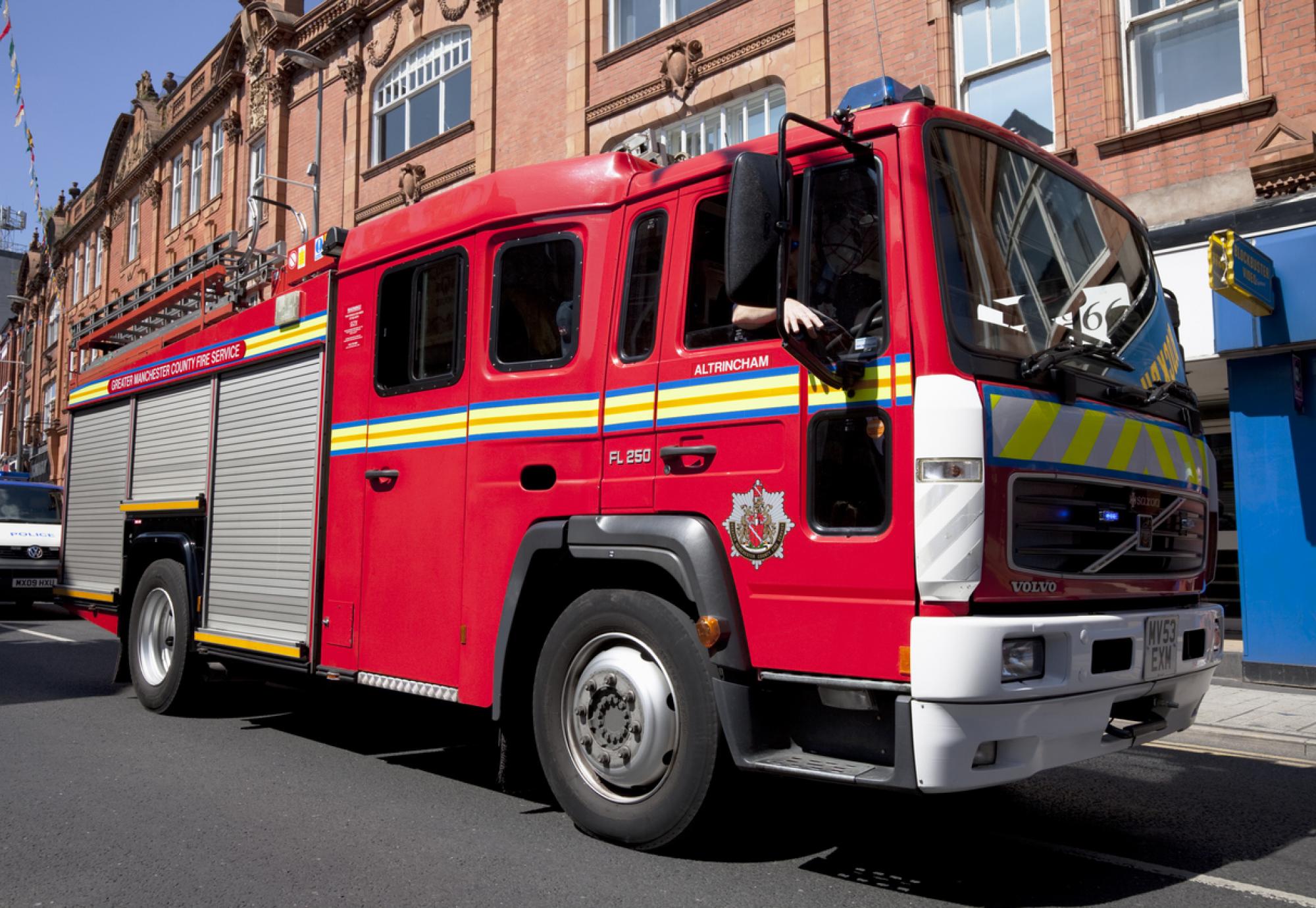 Fire engine in Altrincham town centre