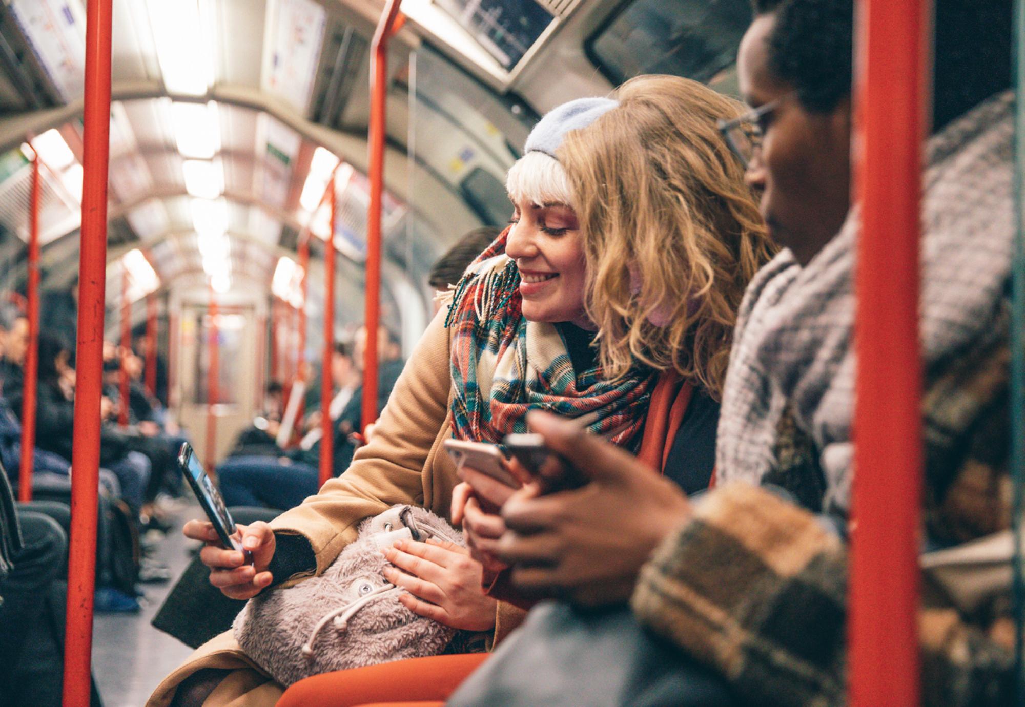 Friends on the London underground