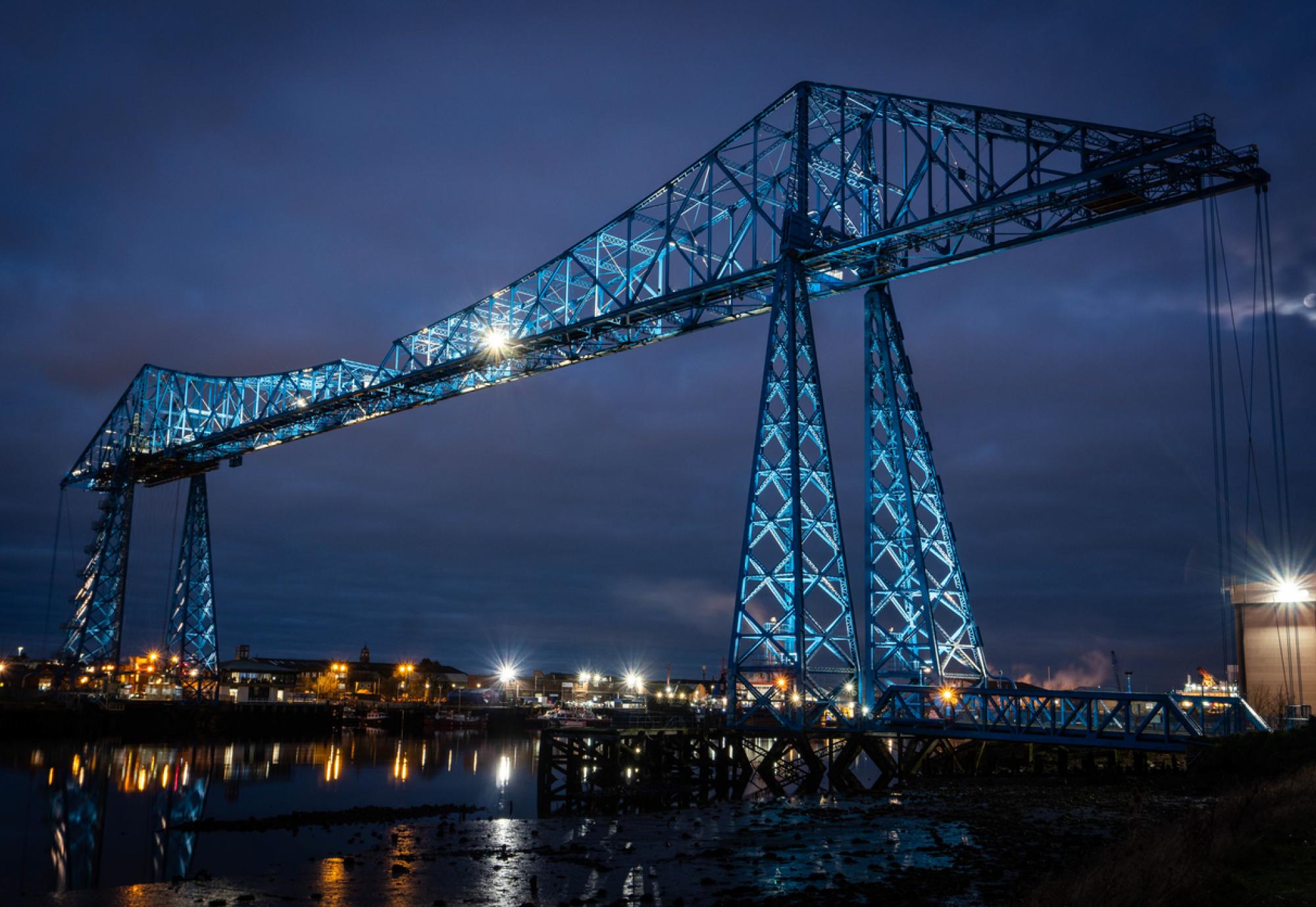 The famous Transporter Bridge on the River Tees Middlesbrough