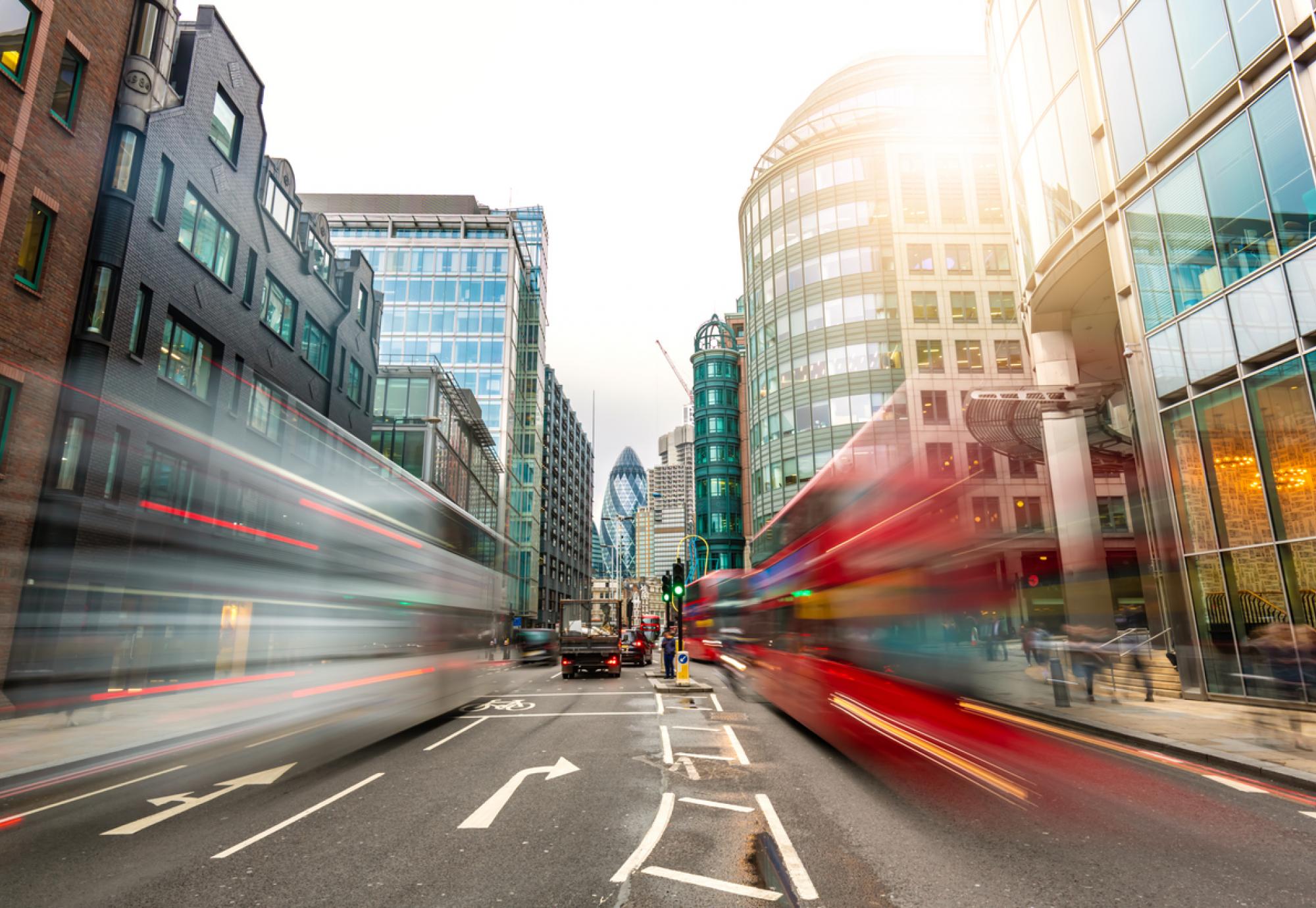 London City with traffic