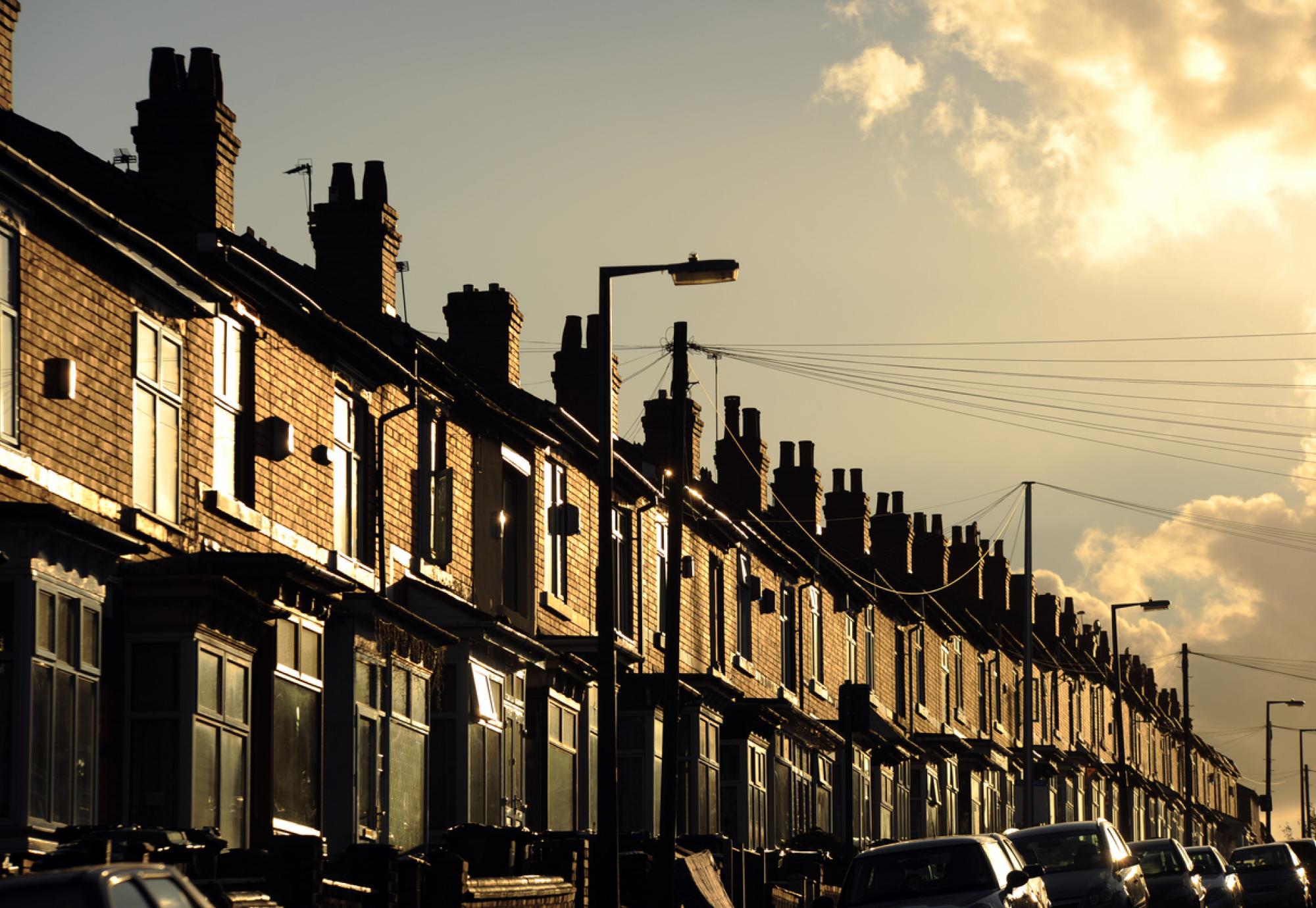 Row of Terraced Housing, Smethwick, Birmingham, Uk