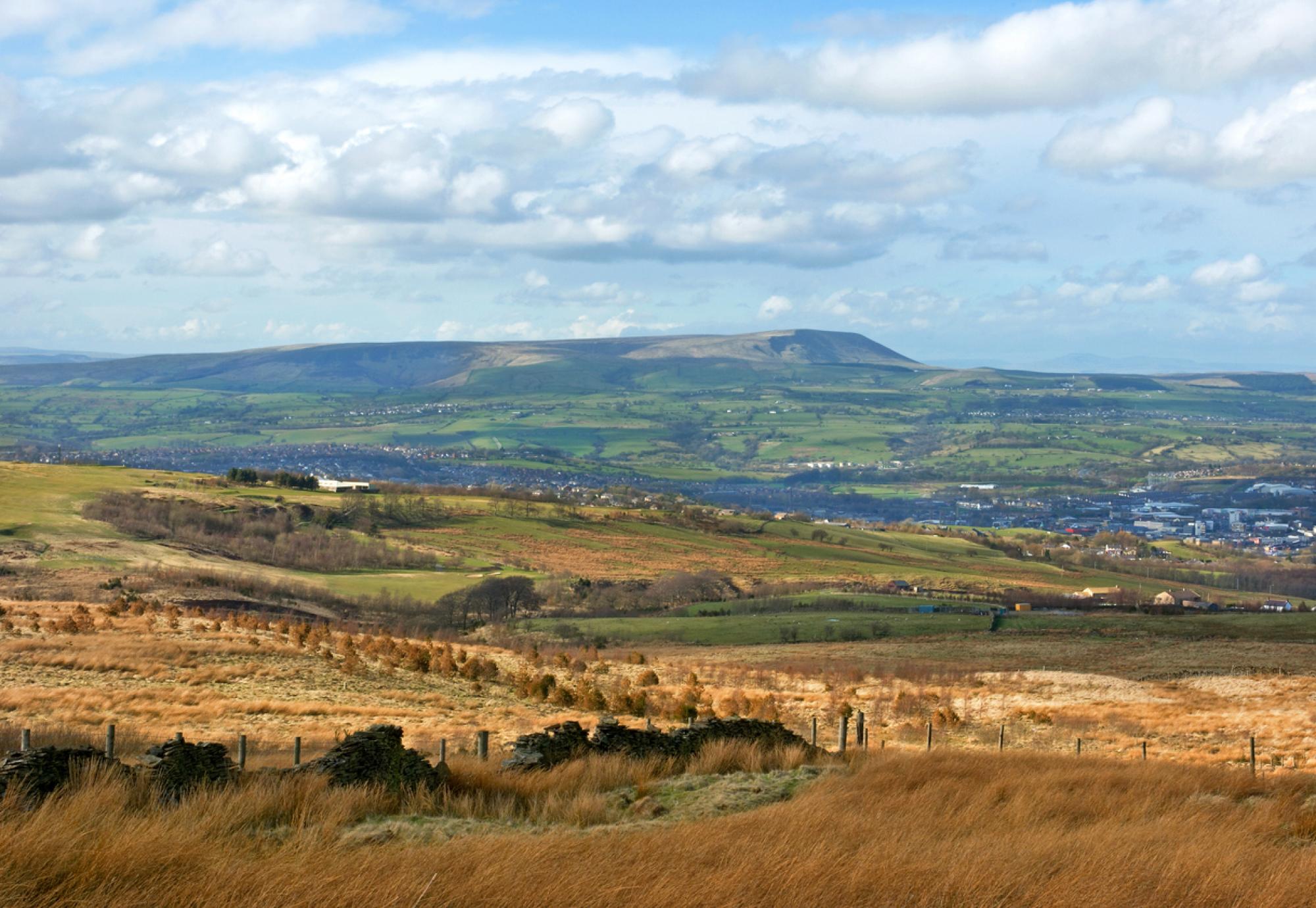 View of Burnley, Lancashire from the hills above