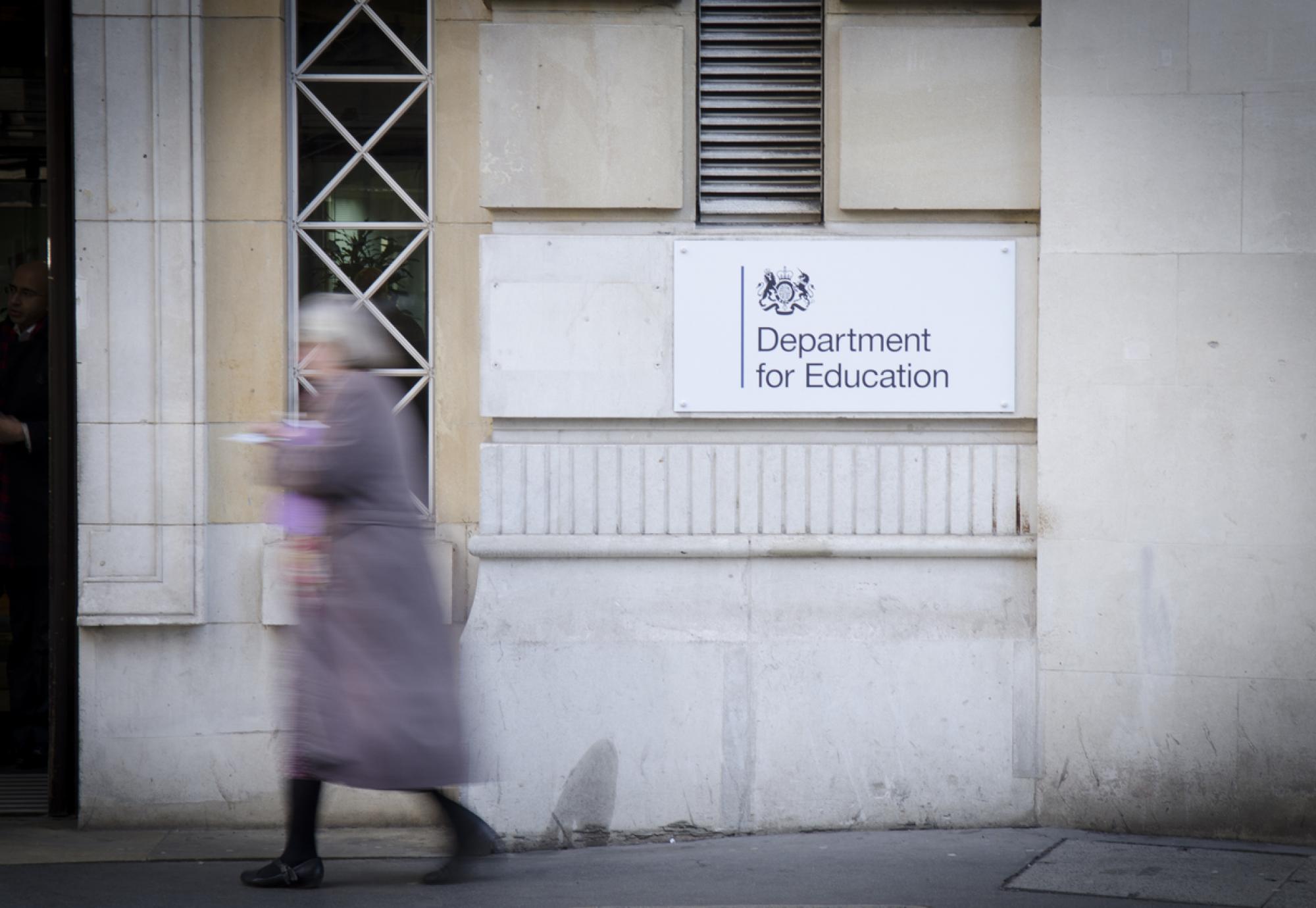 Sign on a building of the Department for Education