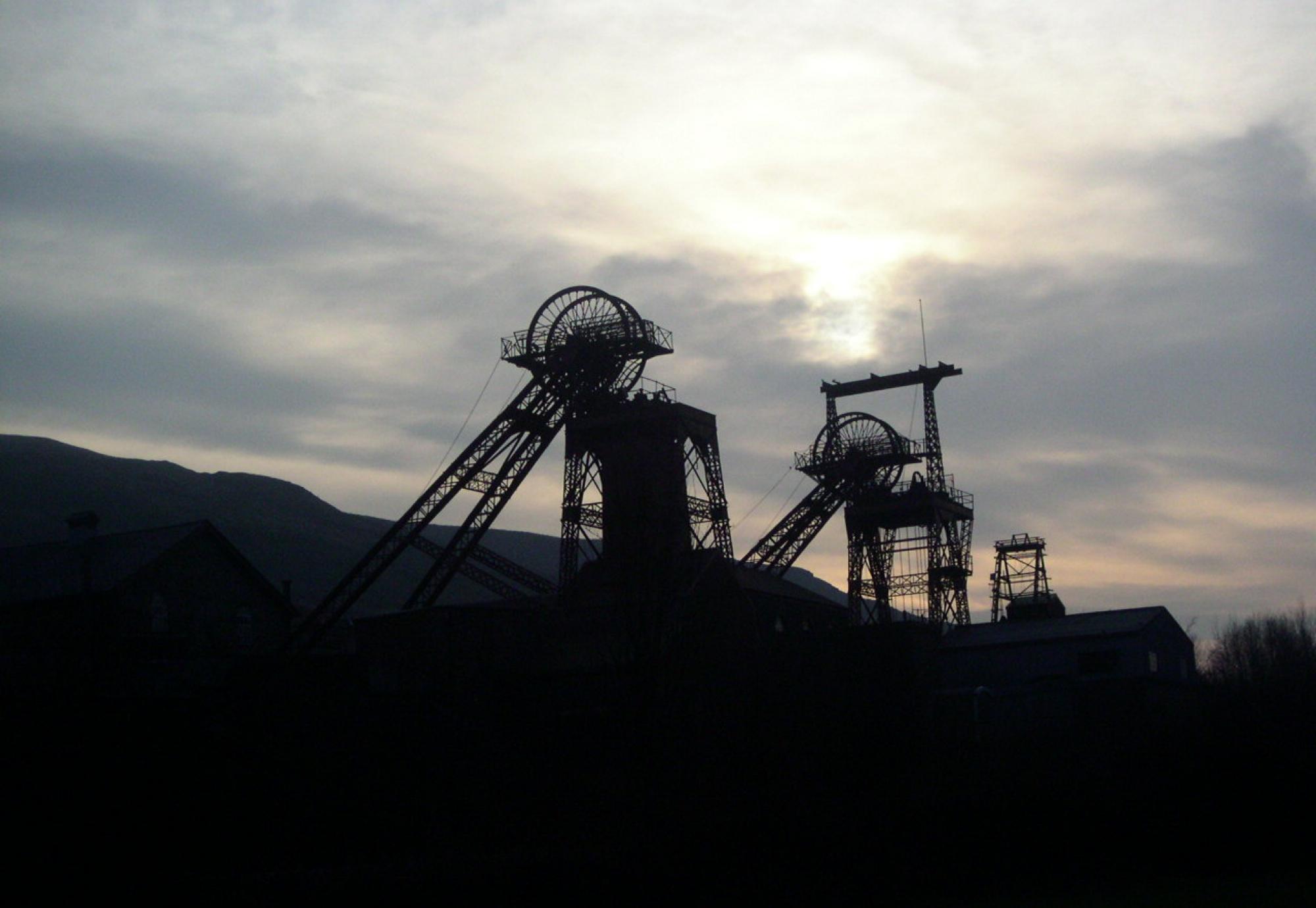 Silhouette of a mine in Rhondda