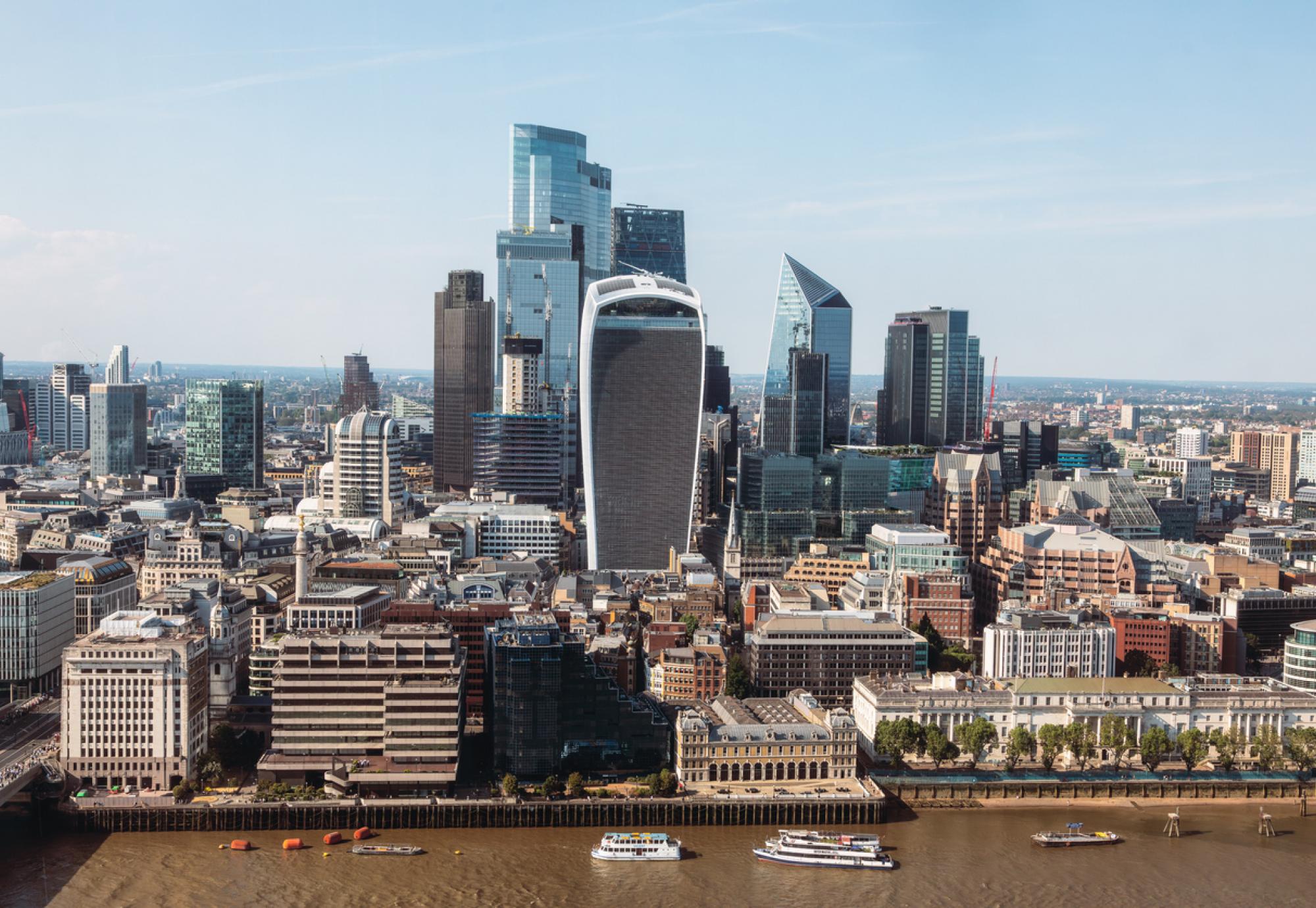 Aerial Vista of London's Financial District