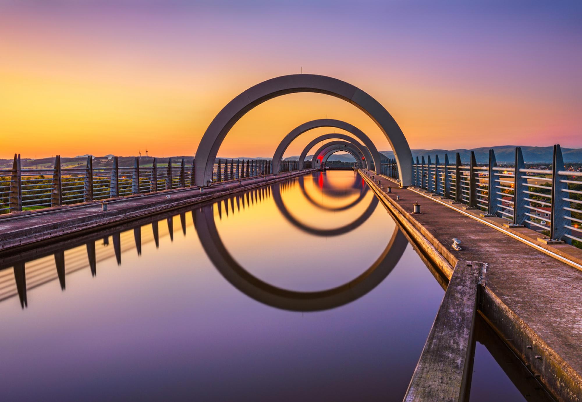 Falkirk Wheel at sunset.