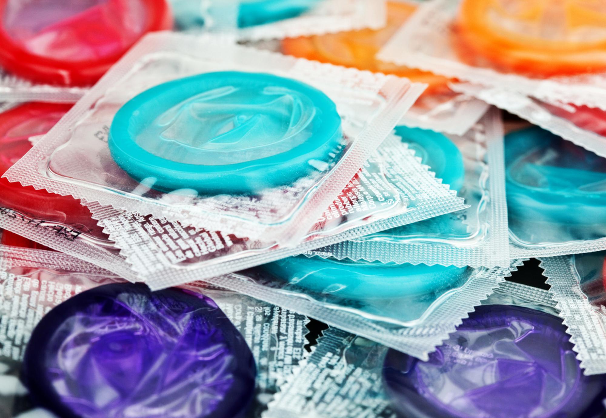 Collection of colorful condoms